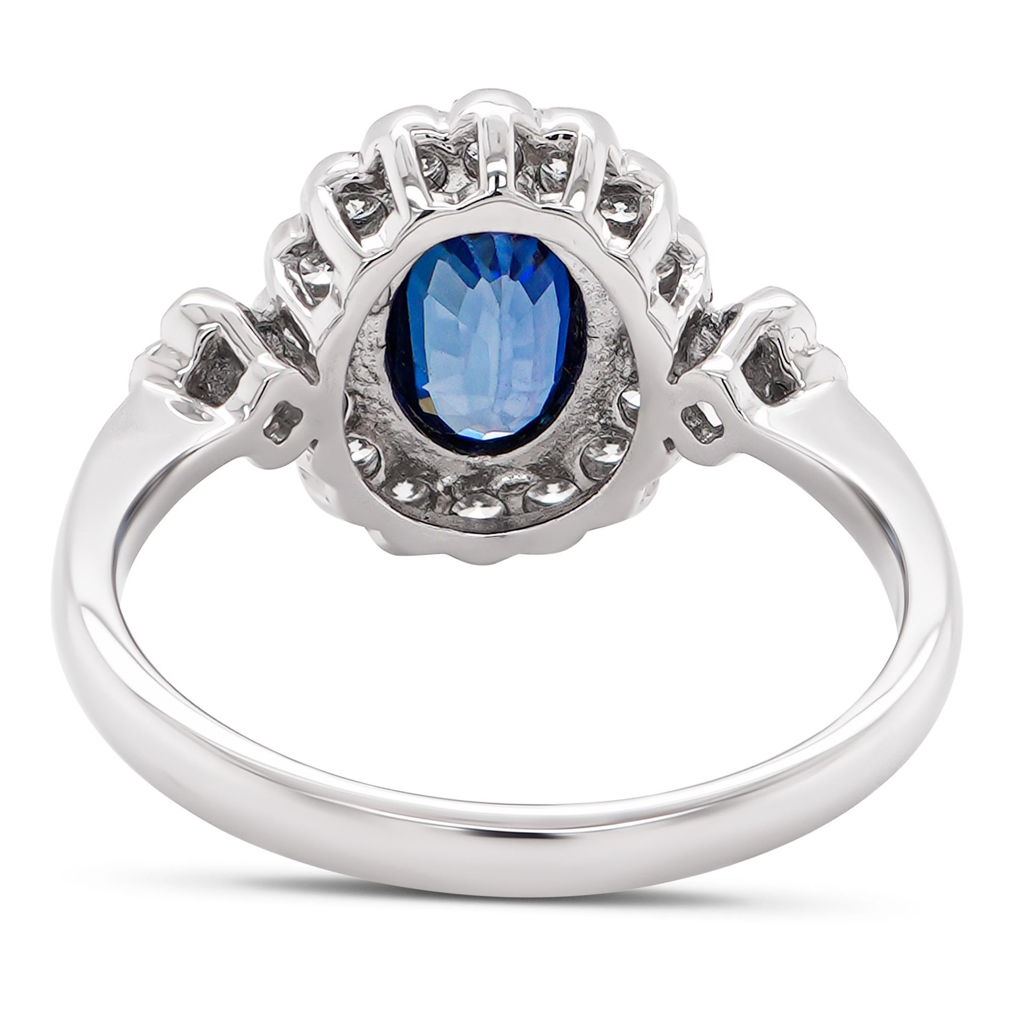 Eine Vision in lebhaftem Blau: Der Solitärring mit Saphir und Diamant (Art nouveau) im Angebot