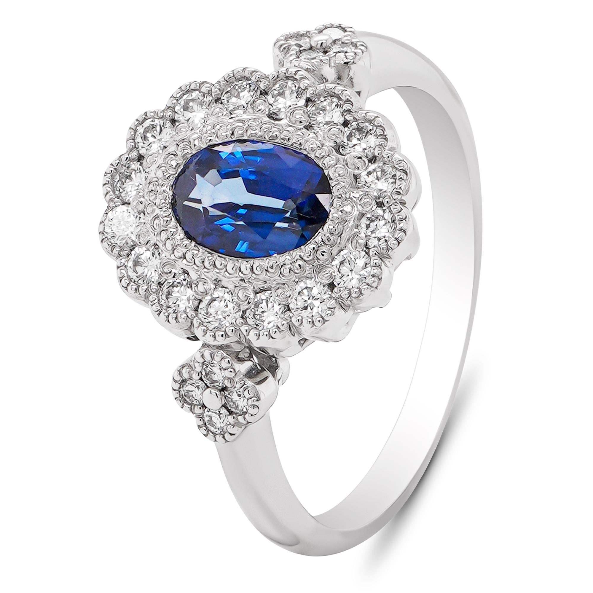 Eine Vision in lebhaftem Blau: Der Solitärring mit Saphir und Diamant im Zustand „Neu“ im Angebot in Hung Hom, HK