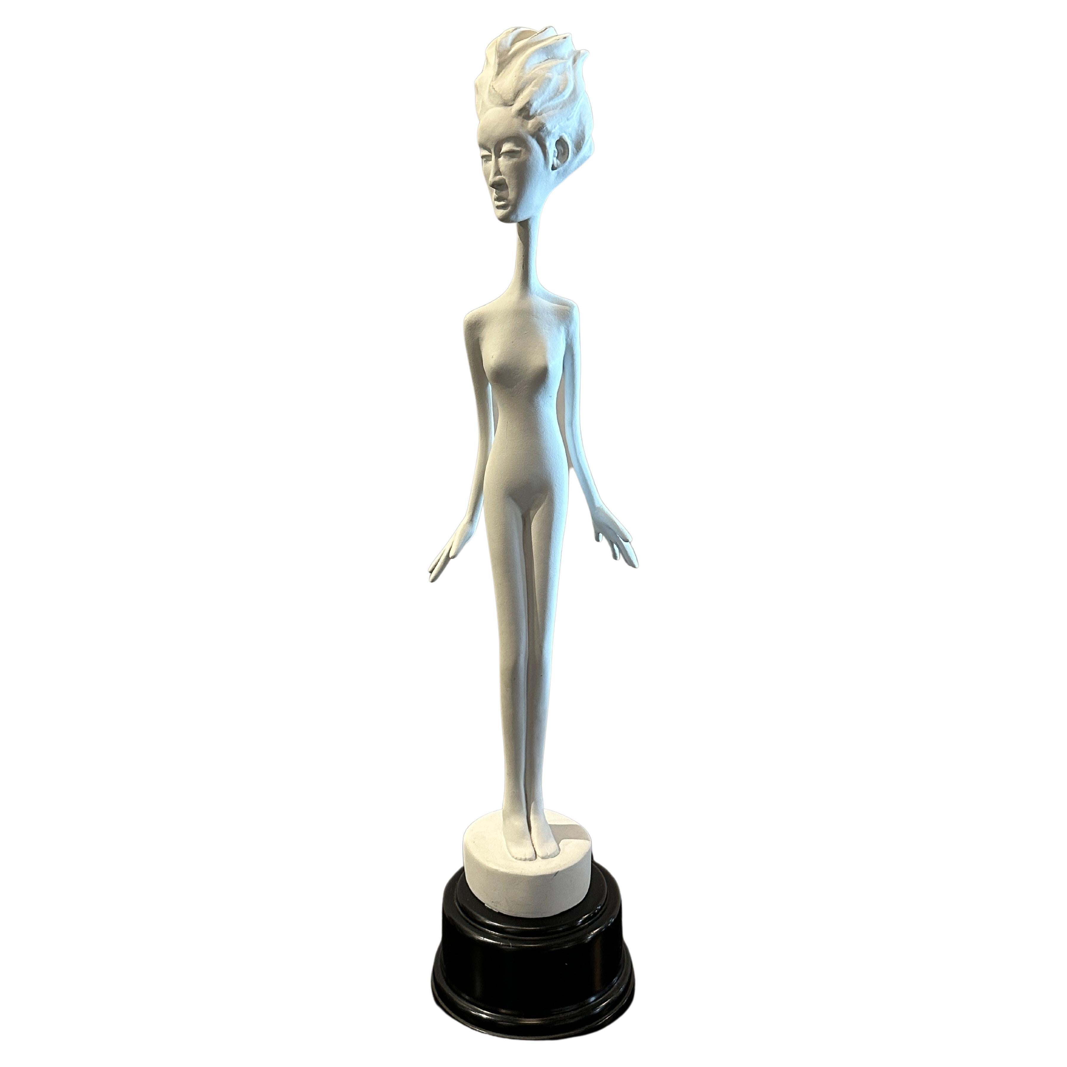 "A Visitor from Beyond" a White Plaster Statue For Sale