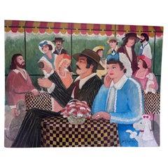 Pintura de un Café Votre Sante  La artista folclórica Gloria Laposka