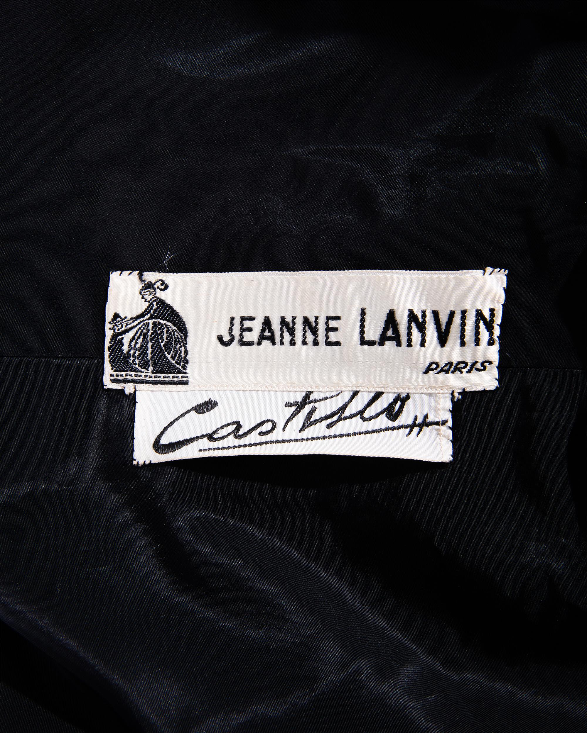 A/W 1956 Jeanne Lanvin Haute Couture Black and Gold Embroidered Velvet Dress For Sale 4