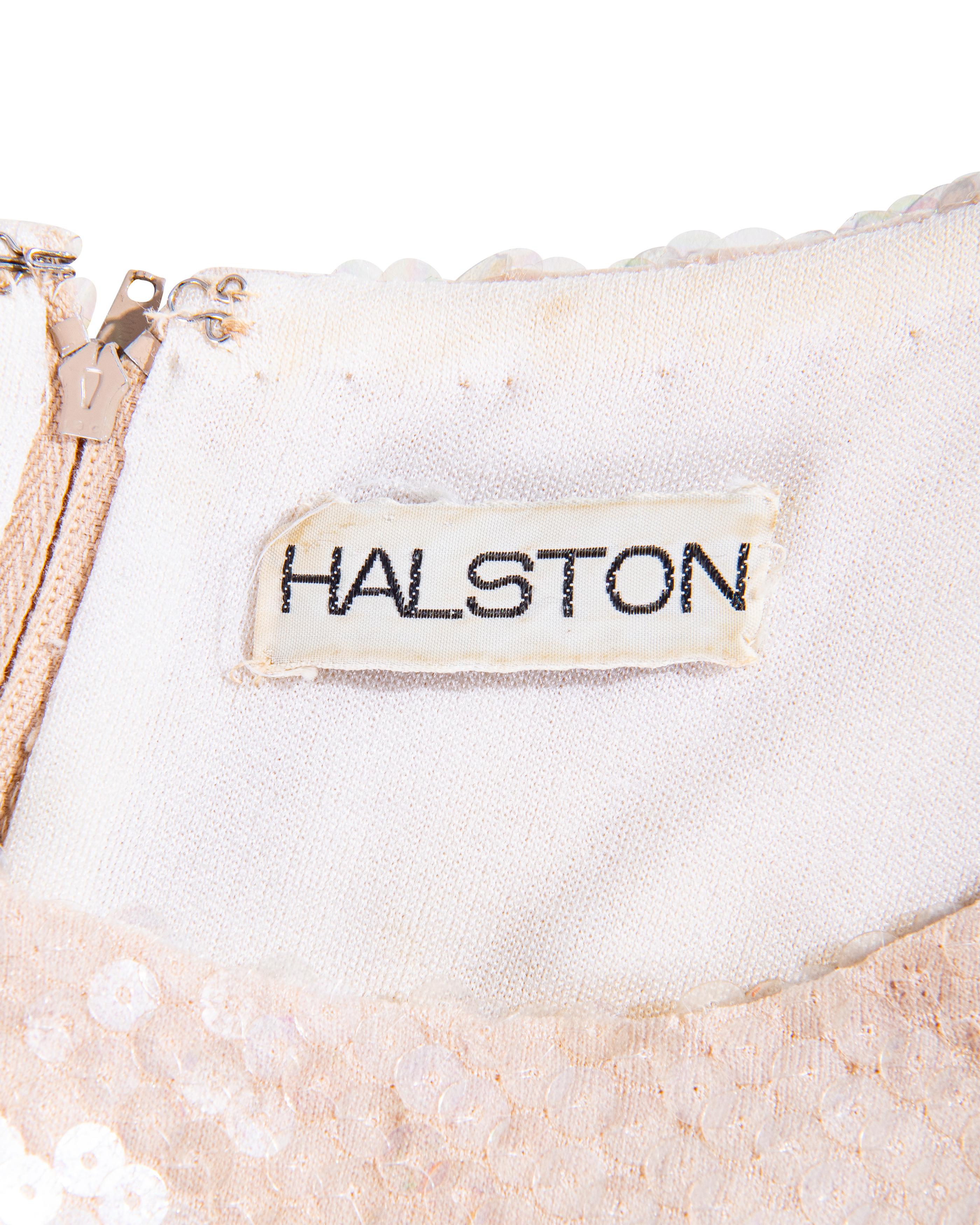 A/W 1973 Halston Oil Slick Geometric Point Langärmeliges Kleid mit Pailletten-Farbverlauf 6