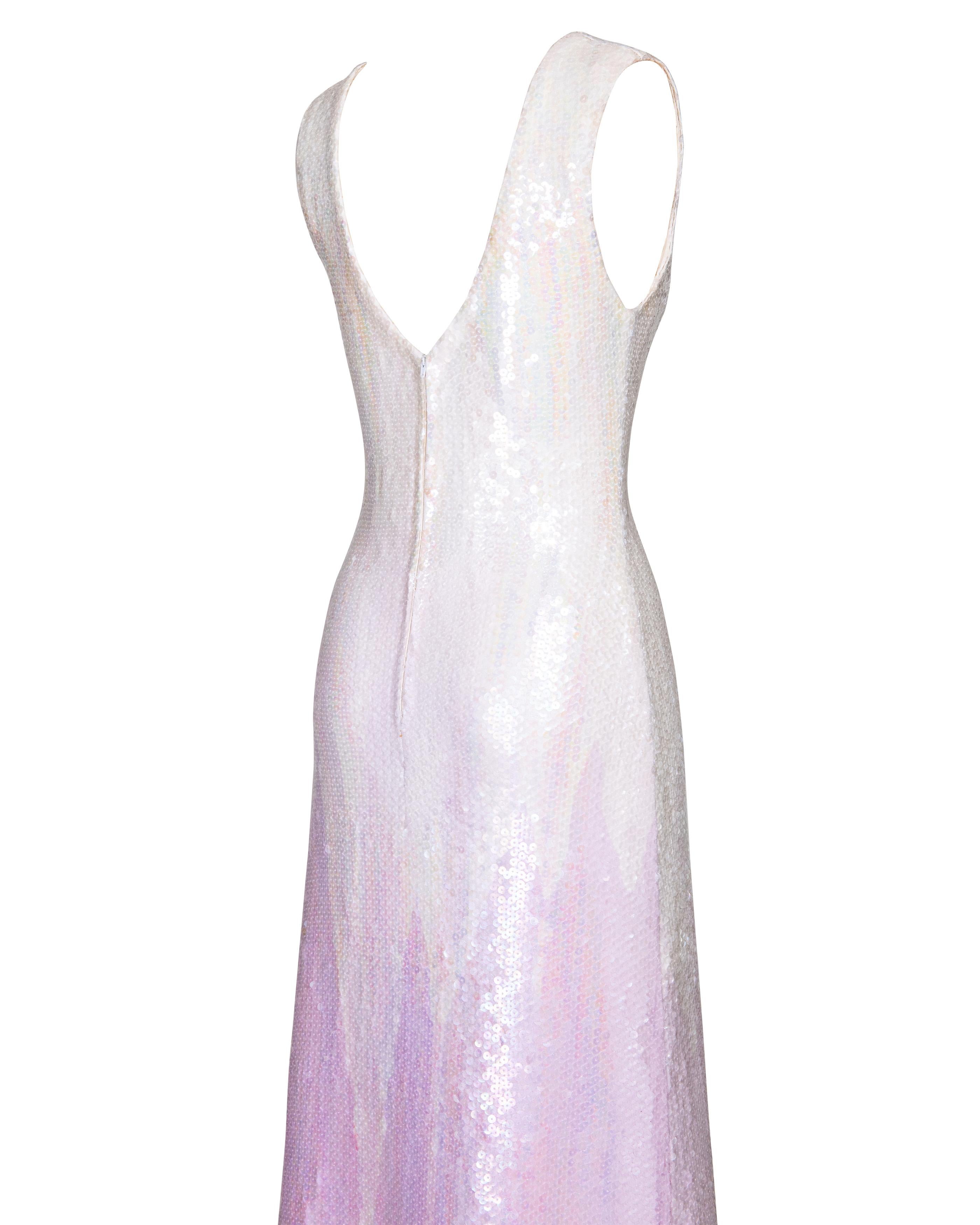 A/W 1973 Halston Sleeveless Geometric Point Sequin Gradient Gown For Sale 6