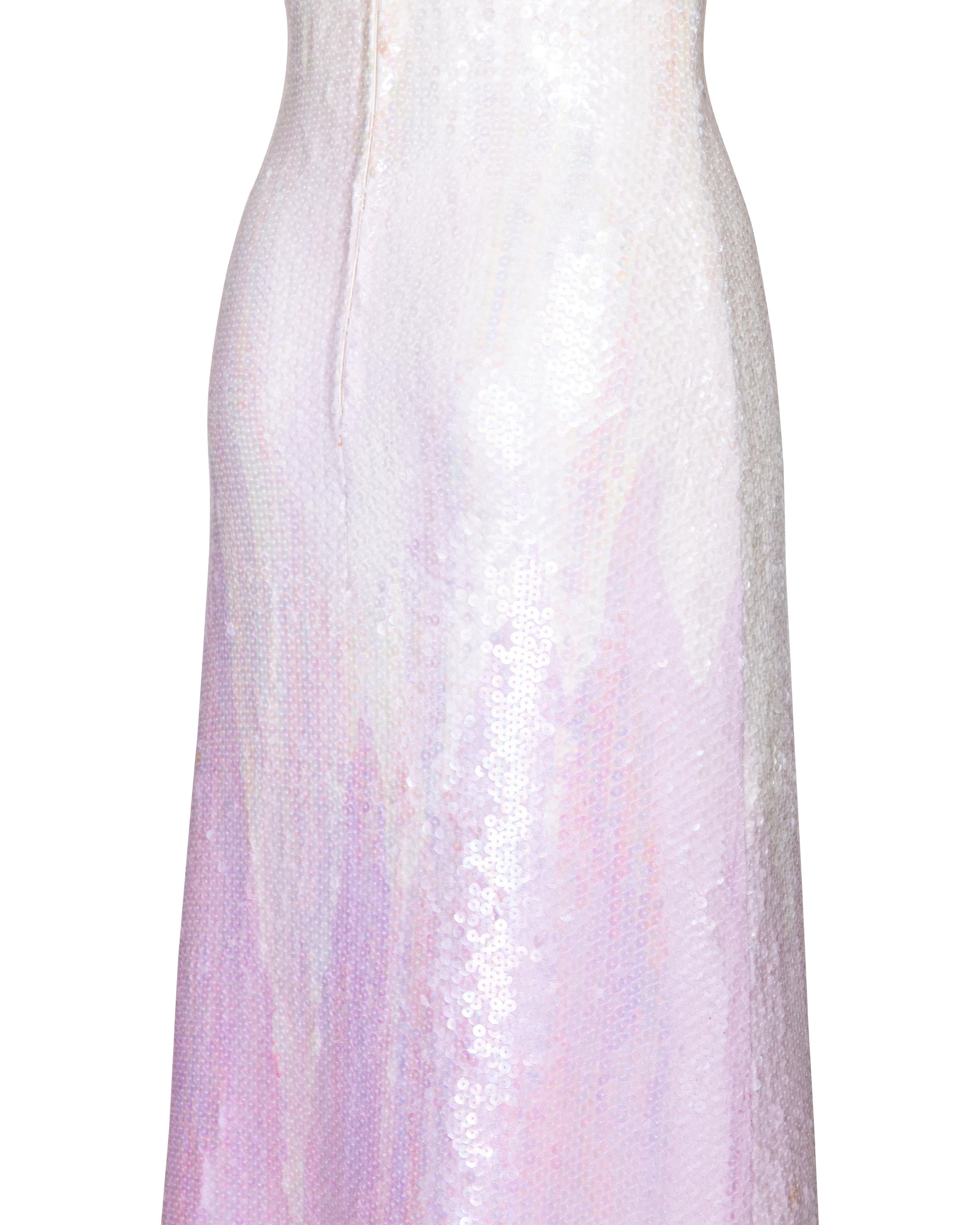 A/W 1973 Halston Sleeveless Geometric Point Sequin Gradient Gown For Sale 7