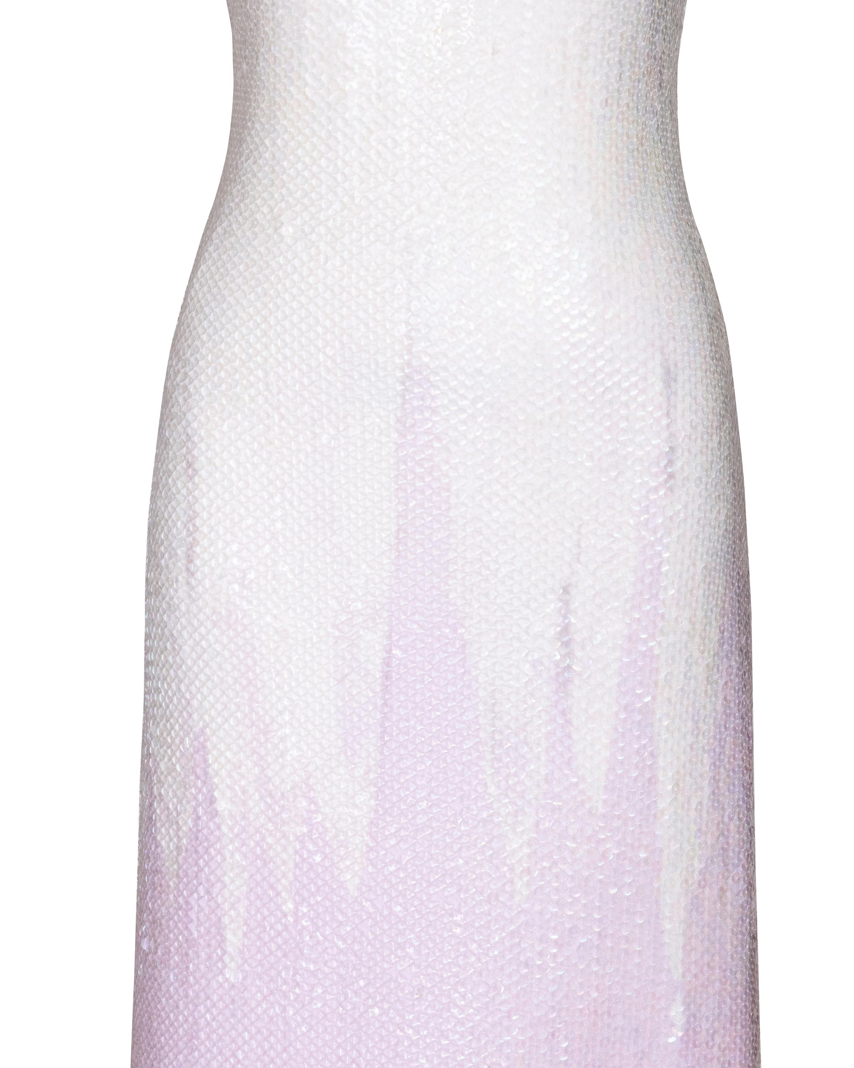 A/W 1973 Halston Sleeveless Geometric Point Sequin Gradient Gown For Sale 3