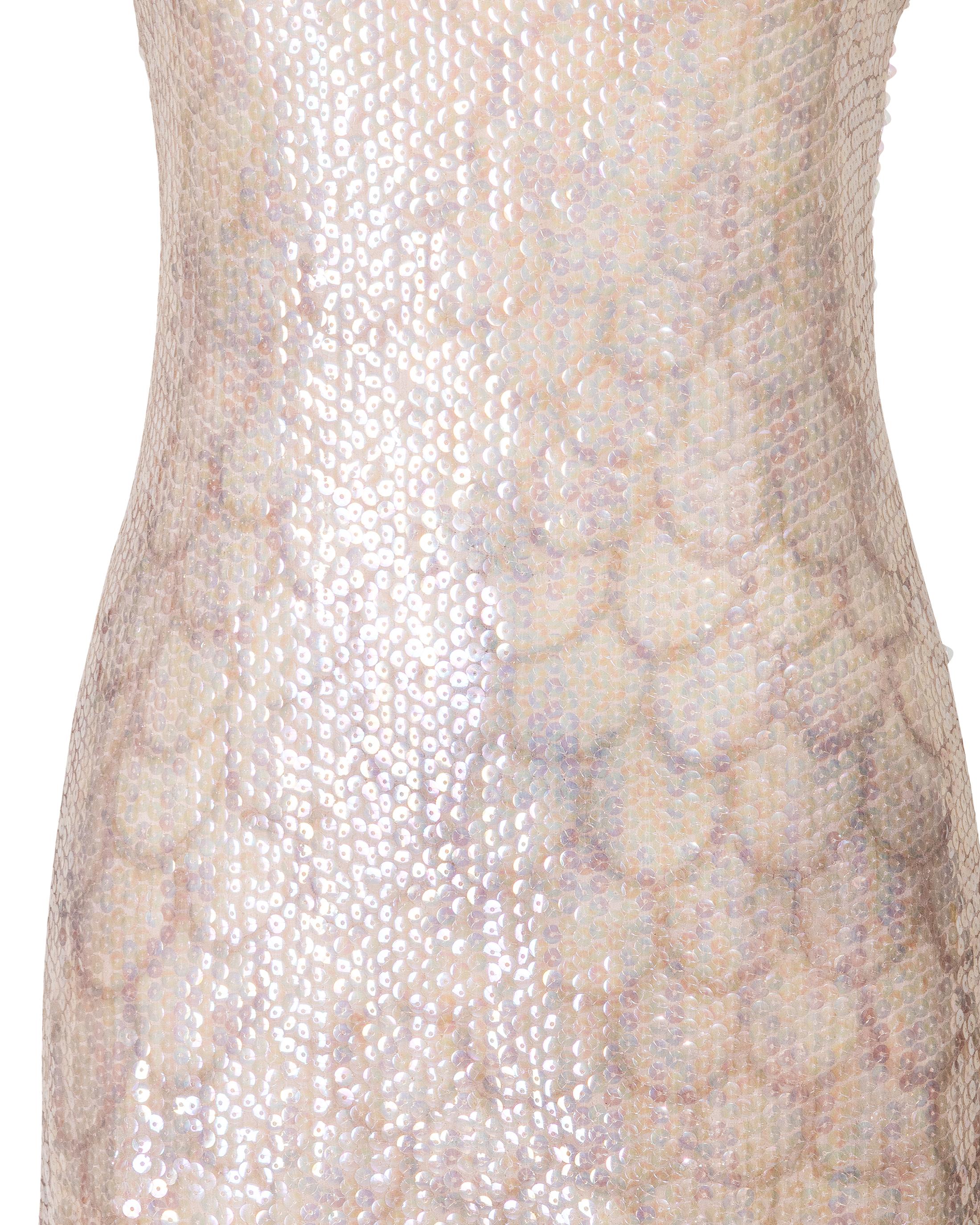 A/W 1973 Halston Sleeveless Sequin 'Scale' Gradient Gown 6