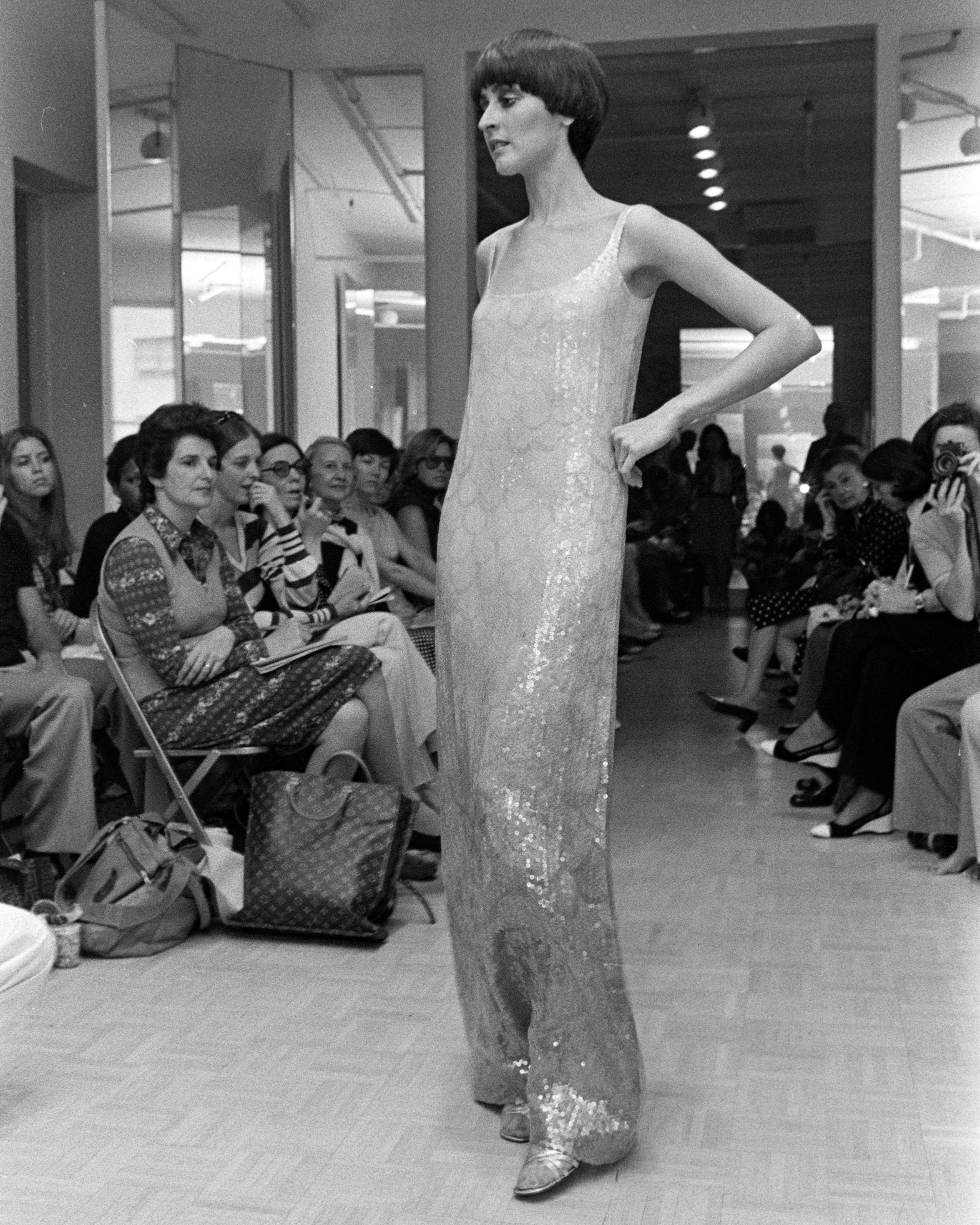A/W 1973 Halston Sleeveless Sequin 'Scale' Gradient Gown 2