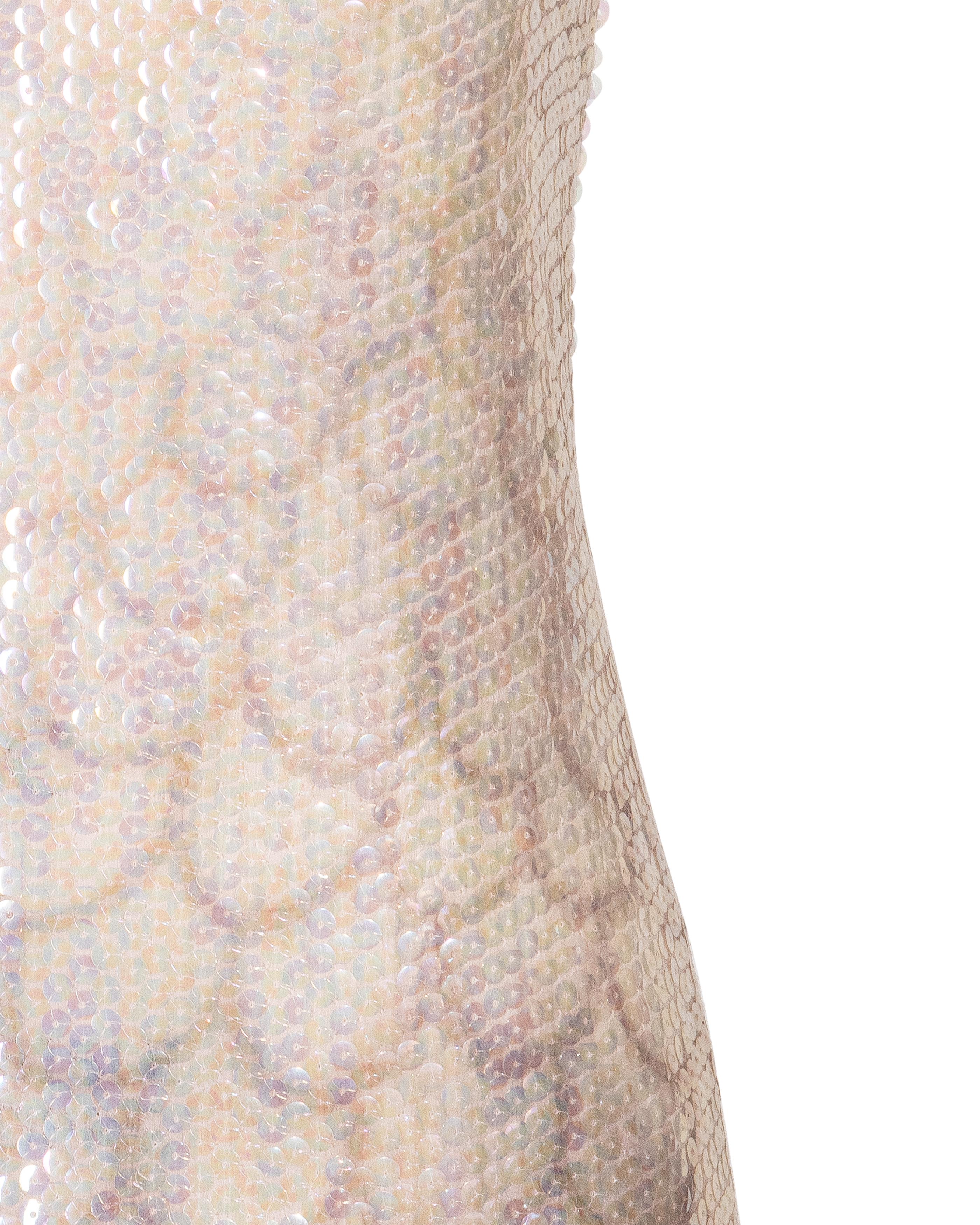 A/W 1973 Halston Sleeveless Sequin 'Scale' Gradient Gown 5