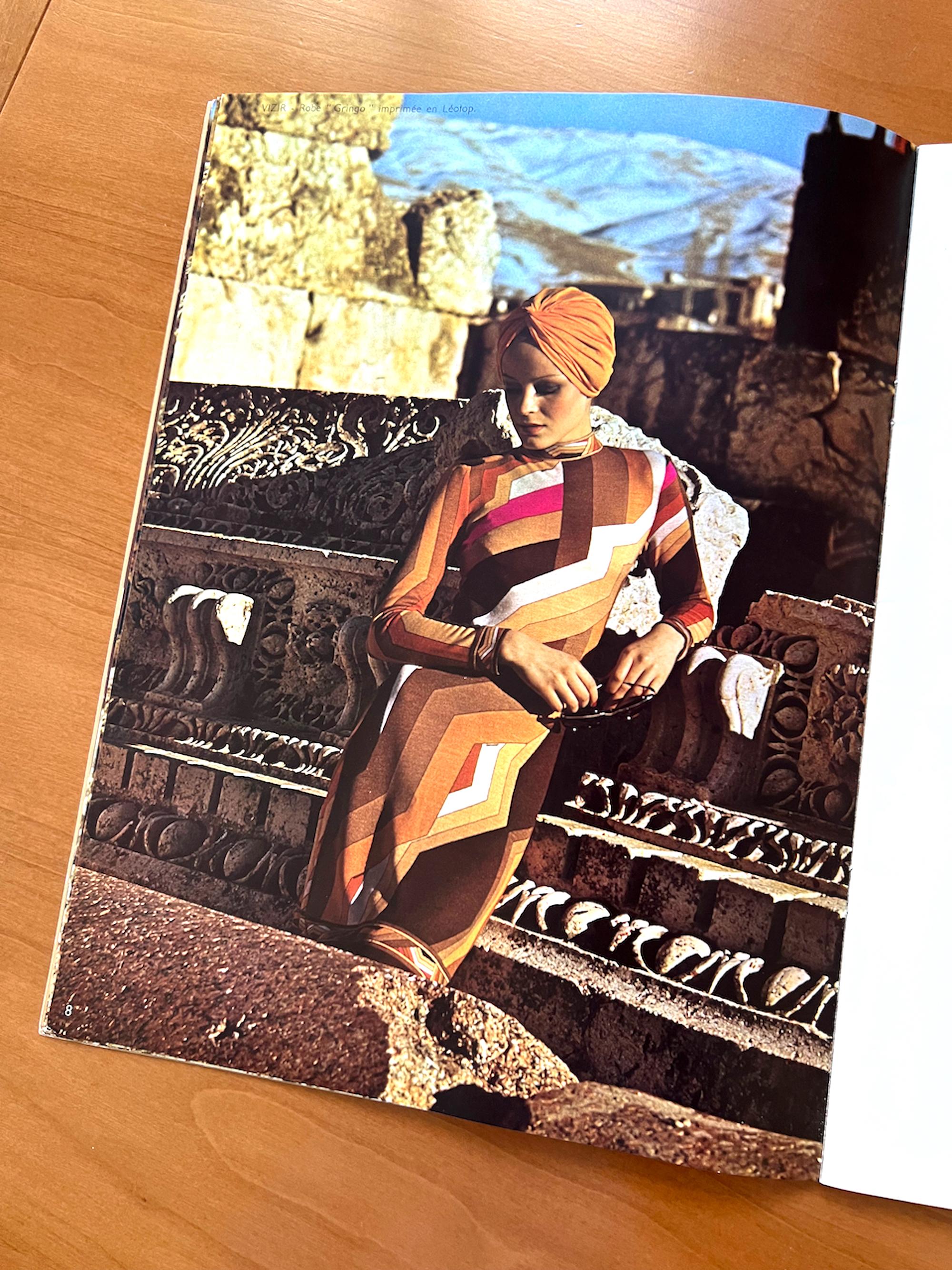 This is a stunning documented Leonard Fashion Paris jersey dress from the house’s Autumn/Winter 1973 'VIZIR' collection. The print is titled 'Gringo' in Leonard's marketing magazine from that year that I am happy to own in my fashion library. Please