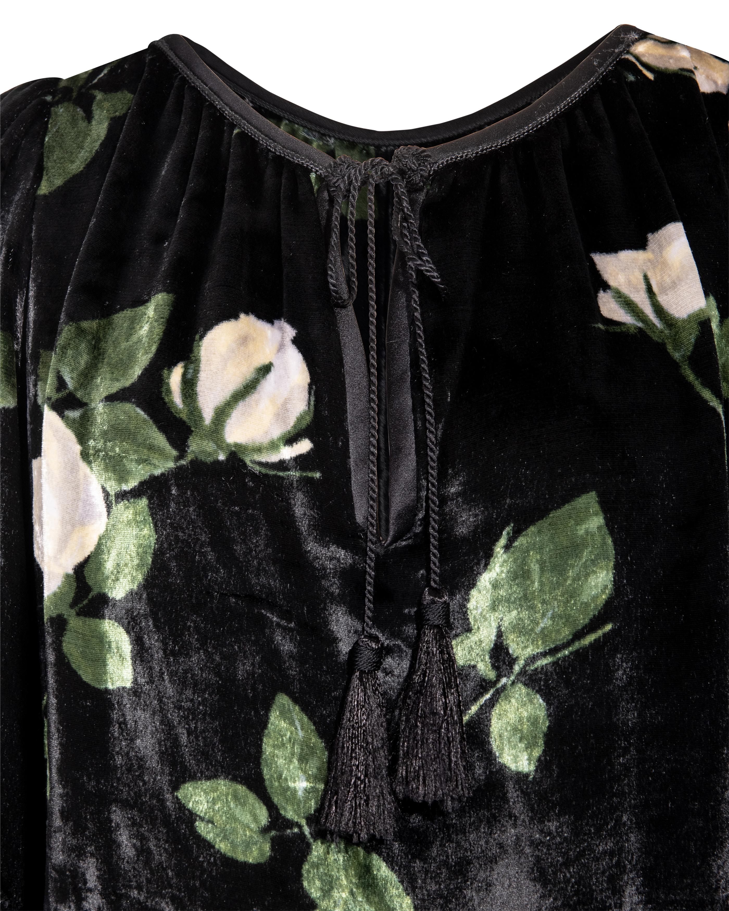 A/W 1976 Yves Saint Laurent Haute Couture Floral Pattern Velvet Skirt Set 1