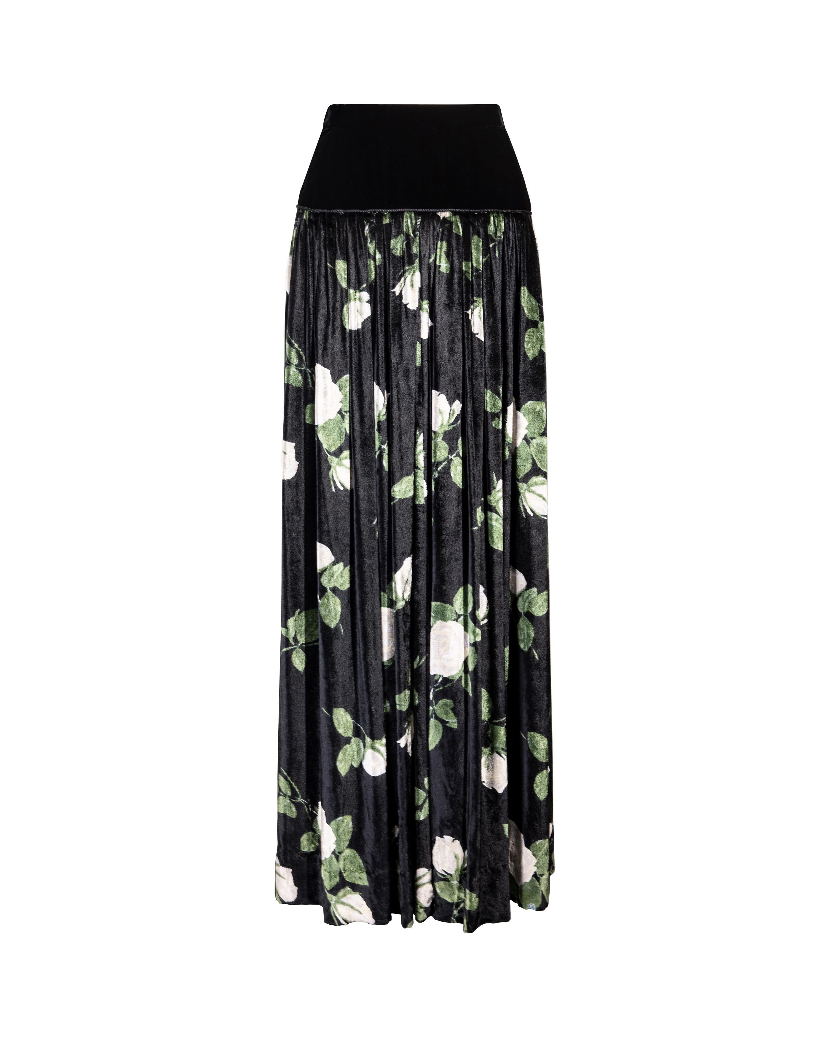 A/W 1976 Yves Saint Laurent Haute Couture Floral Pattern Velvet Skirt Set 2