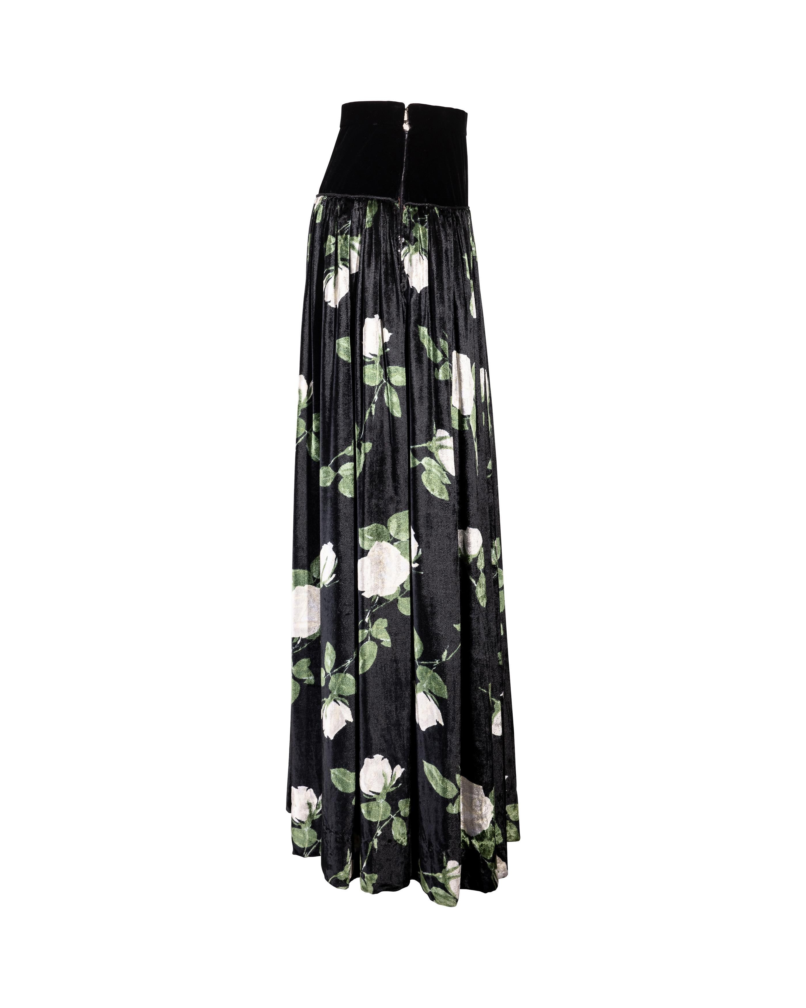 A/W 1976 Yves Saint Laurent Haute Couture Floral Pattern Velvet Skirt Set 3