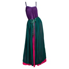 H/W 1978 Yves Saint Laurent Rive Gauche 3-teiliges plissiertes Ensemble-Kleid