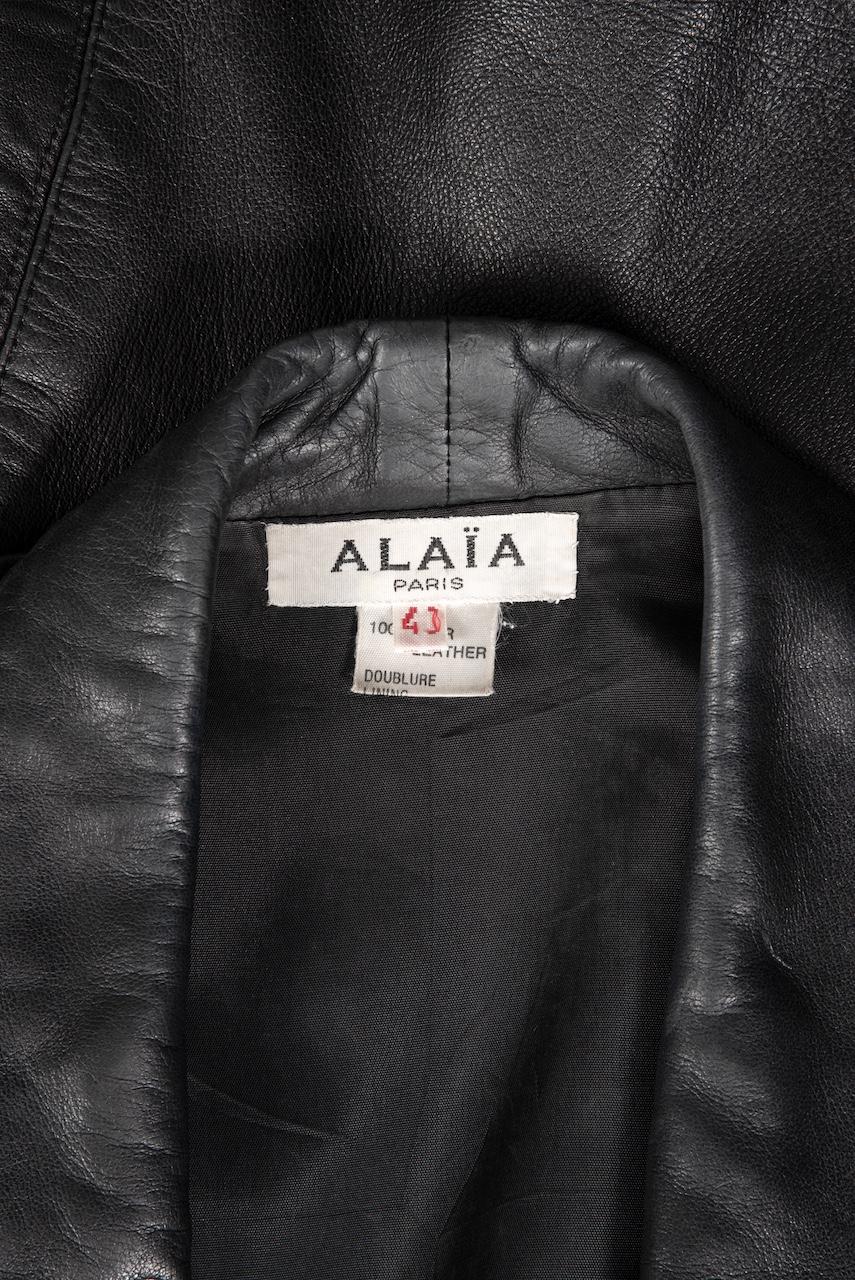 A/W 1982 Azzedine ALAÏA First Ready-To-Wear Collection Black Leather Jacket For Sale 9