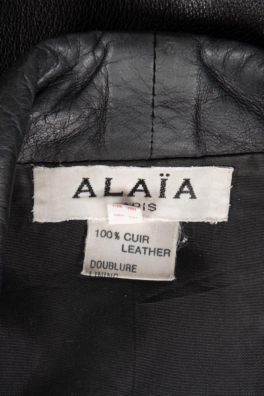 A/W 1982 Azzedine ALAÏA First Ready-To-Wear Collection Black Leather Jacket For Sale 10