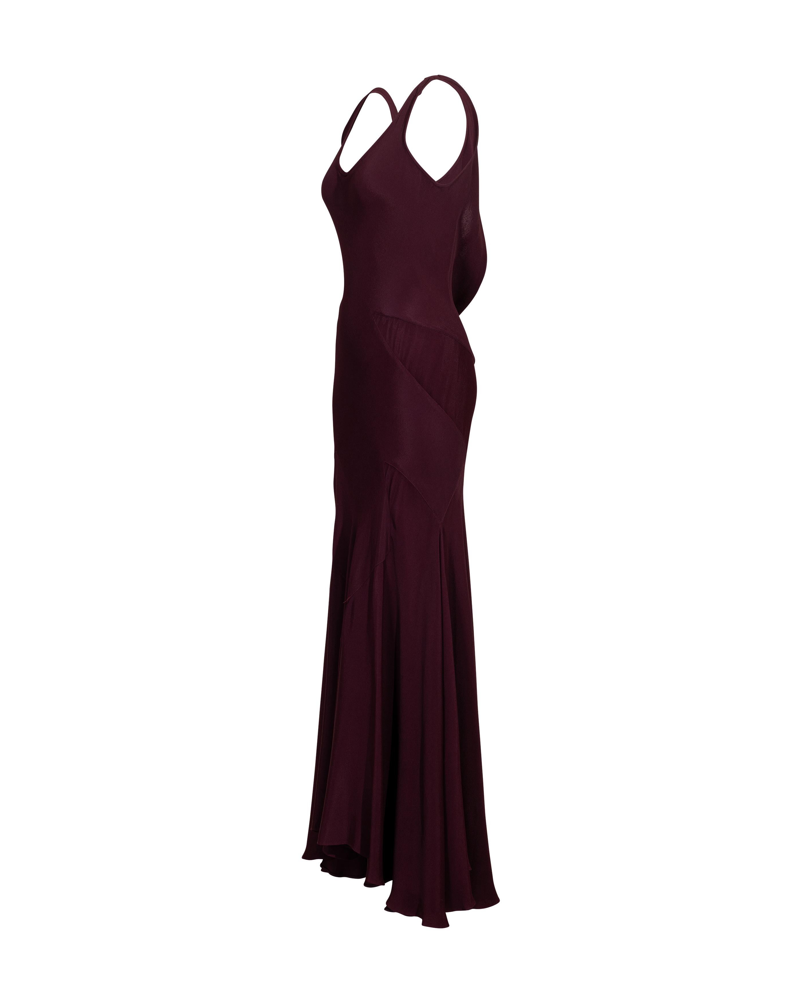 Women's A/W 1988 John Galliano 'Hairclips' Collection Deep Burgundy Bias Cut Gown