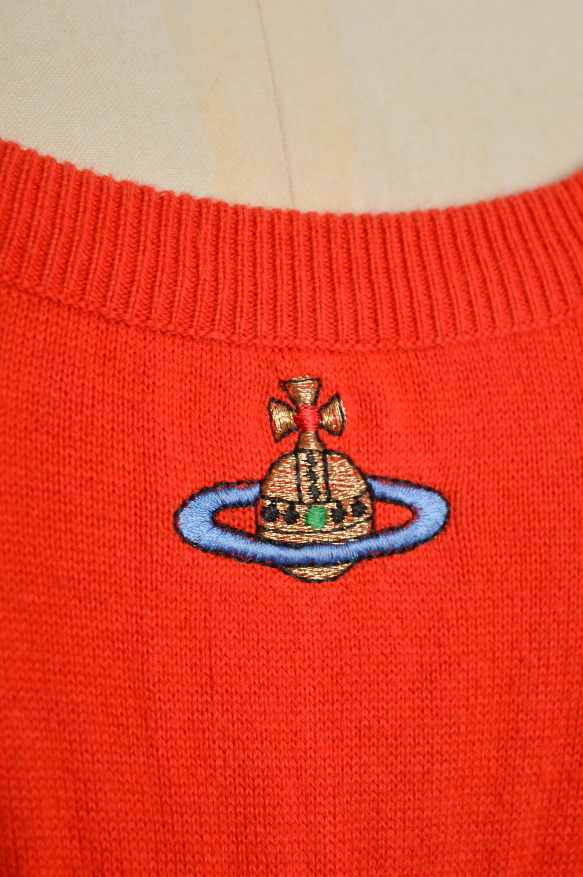 VIVIENNE WESTWOOD A/H 1989 - 1990 - Robe moulante vintage en maille rouge ornée d'orbes Pour femmes en vente