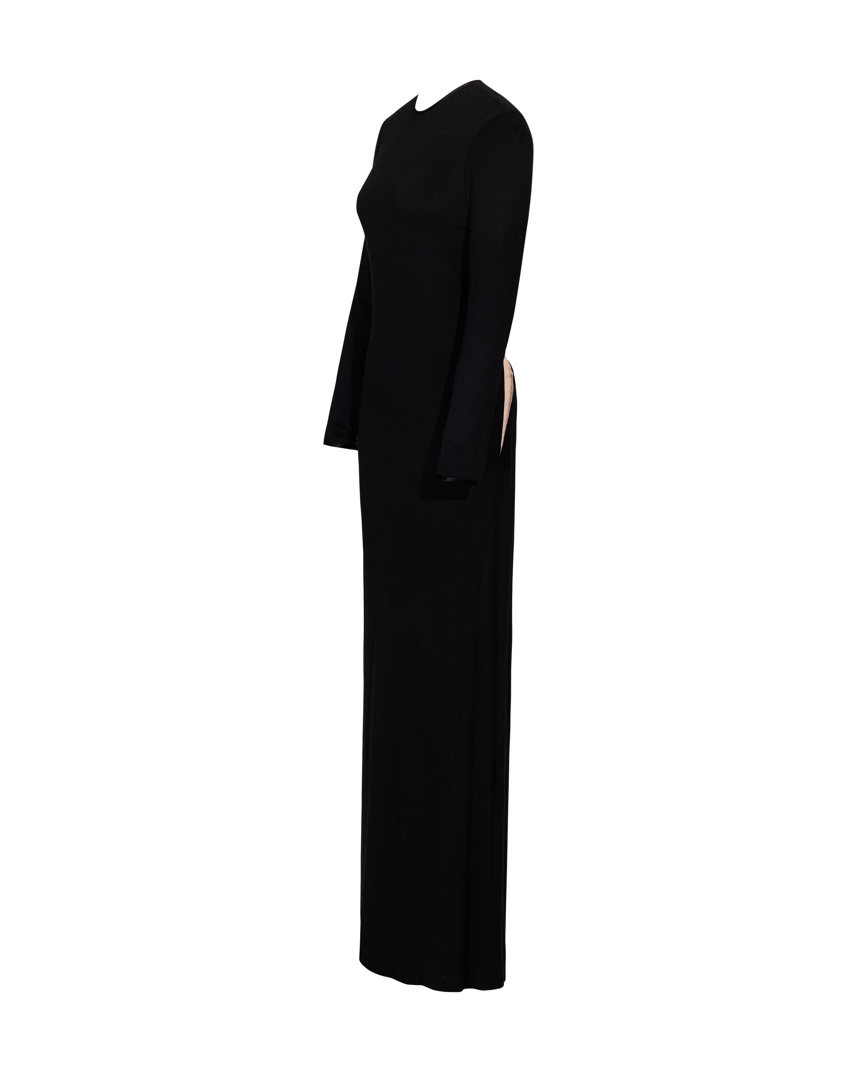 Women's A/W 1989 Geoffrey Beene Black Long Sleeve Open-back Gown