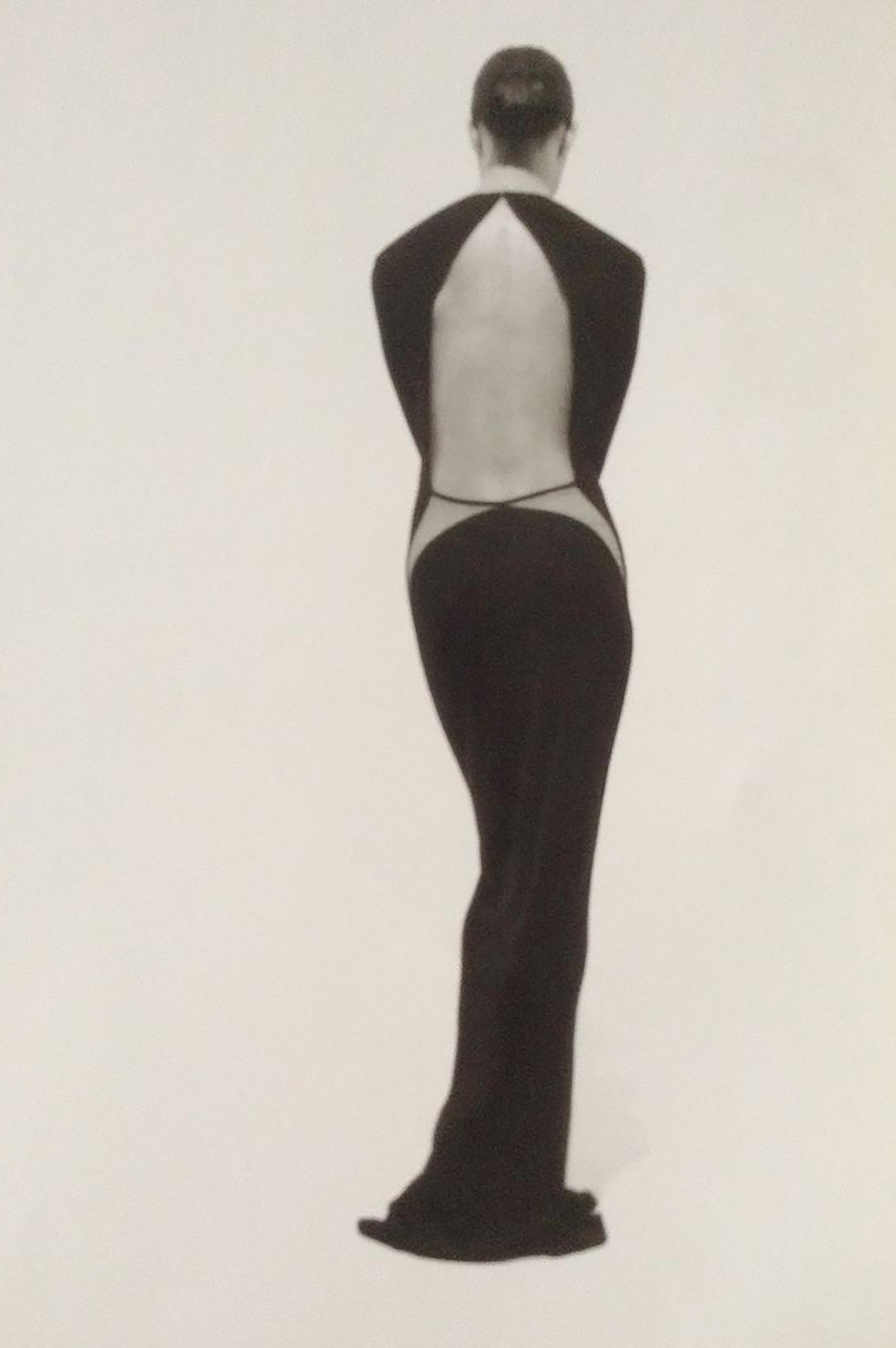A/W 1989 Geoffrey Beene Black Long Sleeve Open-back Gown 2