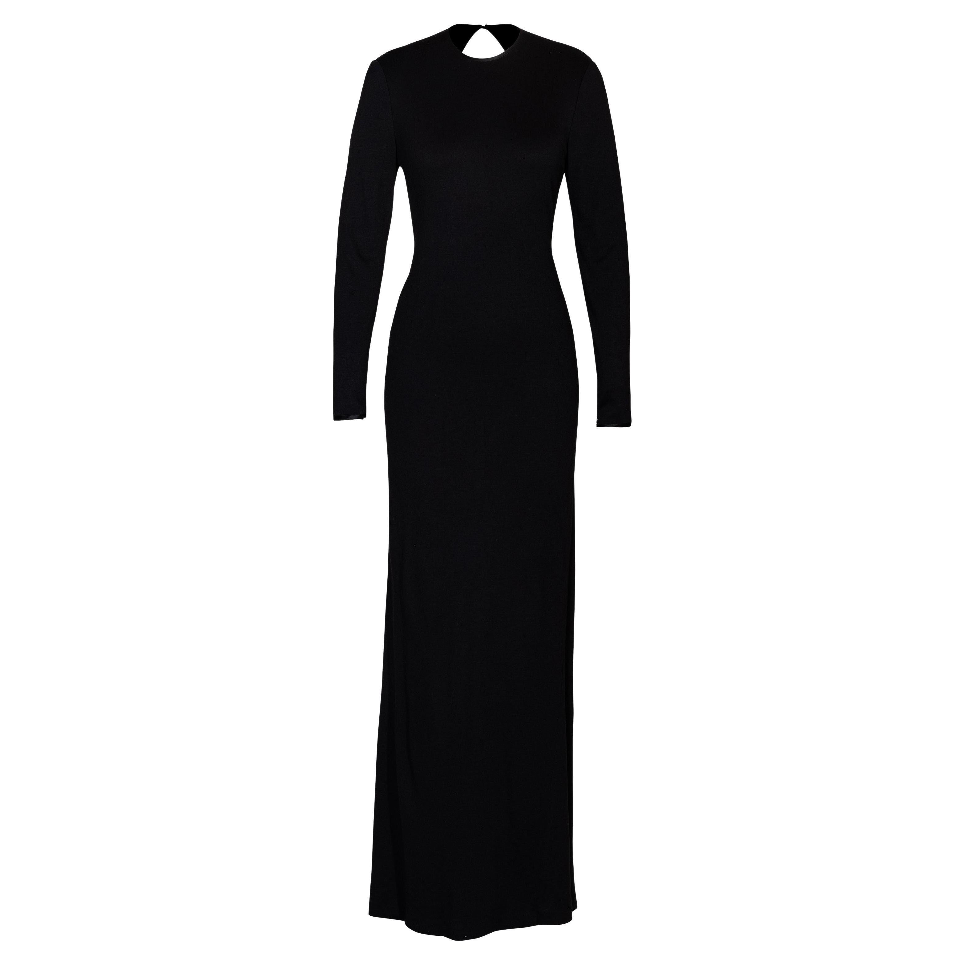 A/W 1989 Geoffrey Beene Black Long Sleeve Open-back Gown