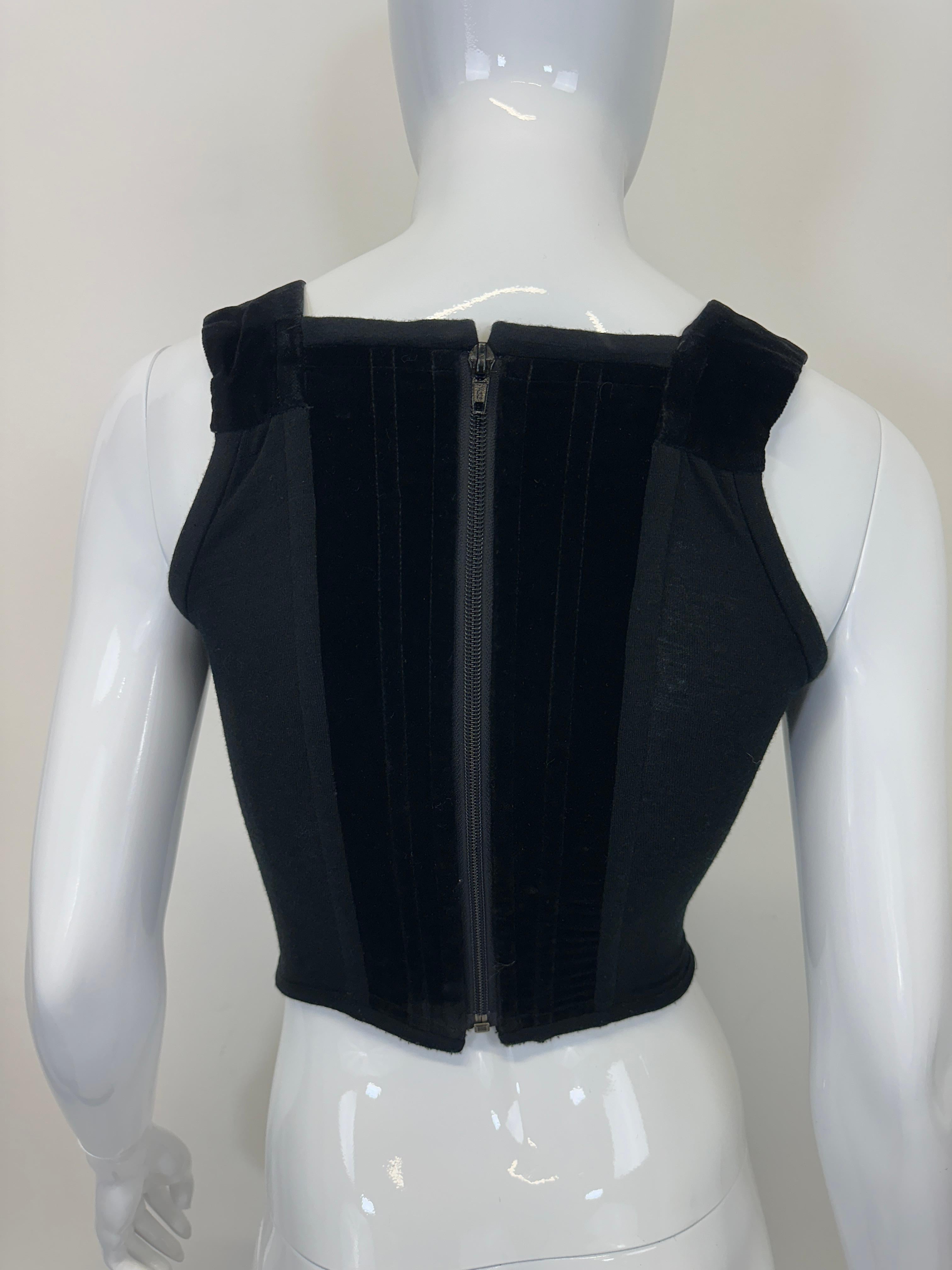 Women's A/W 1989 Vivienne Westwood runway black velvet corset bustier corsage top For Sale
