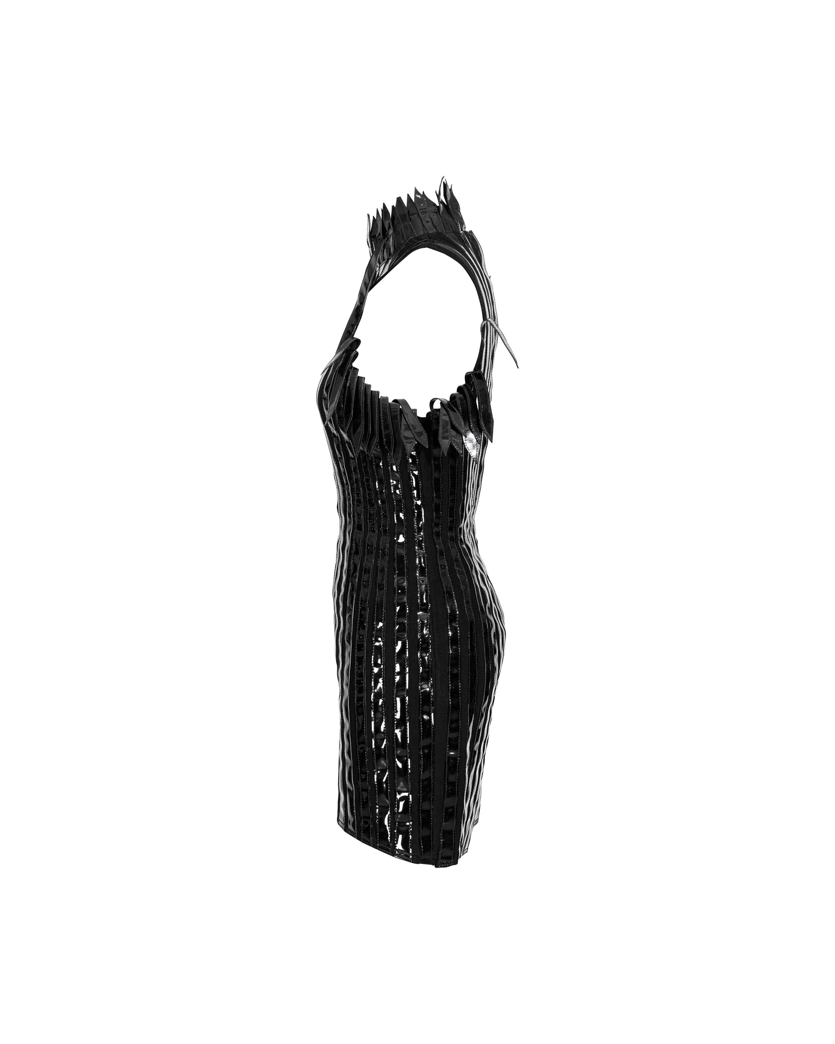 A/W 1990 Thierry Mugler - Robe et manches en vinyle noir 