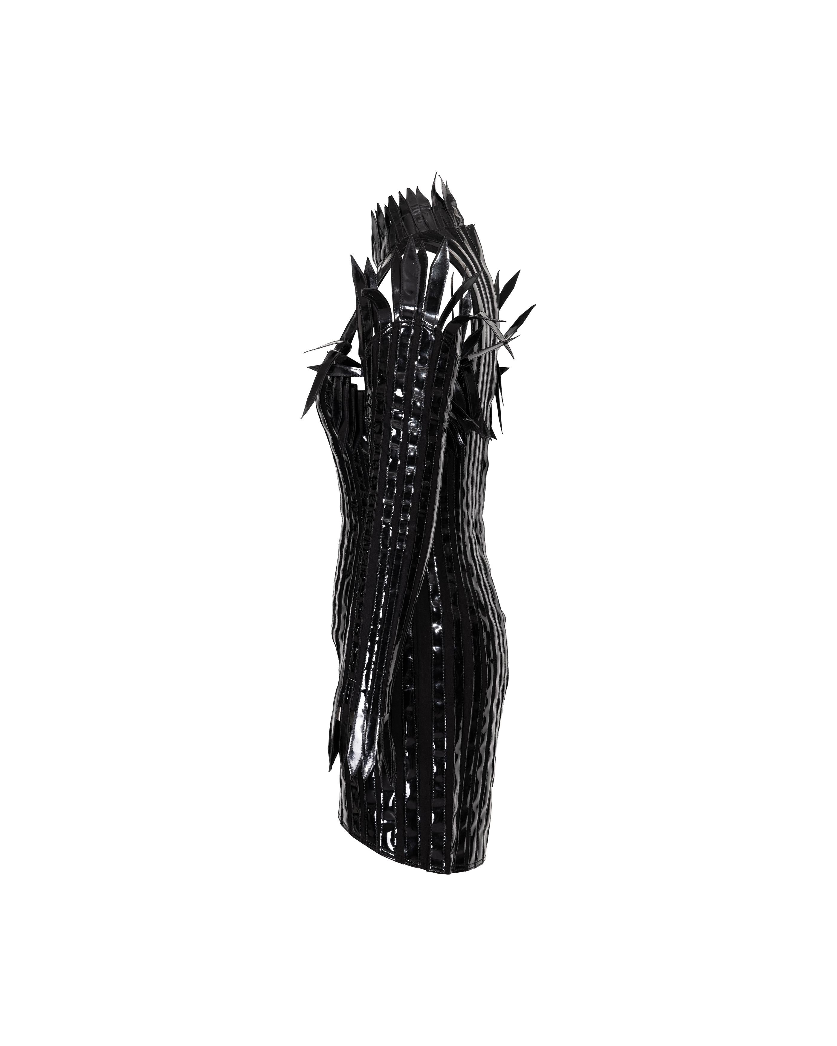 A/W 1990 Thierry Mugler - Robe et manches en vinyle noir 