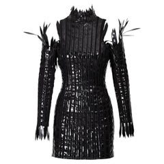 A/W 1990 Thierry Mugler Black Vinyl ‘Spike’ Dress and Sleeves