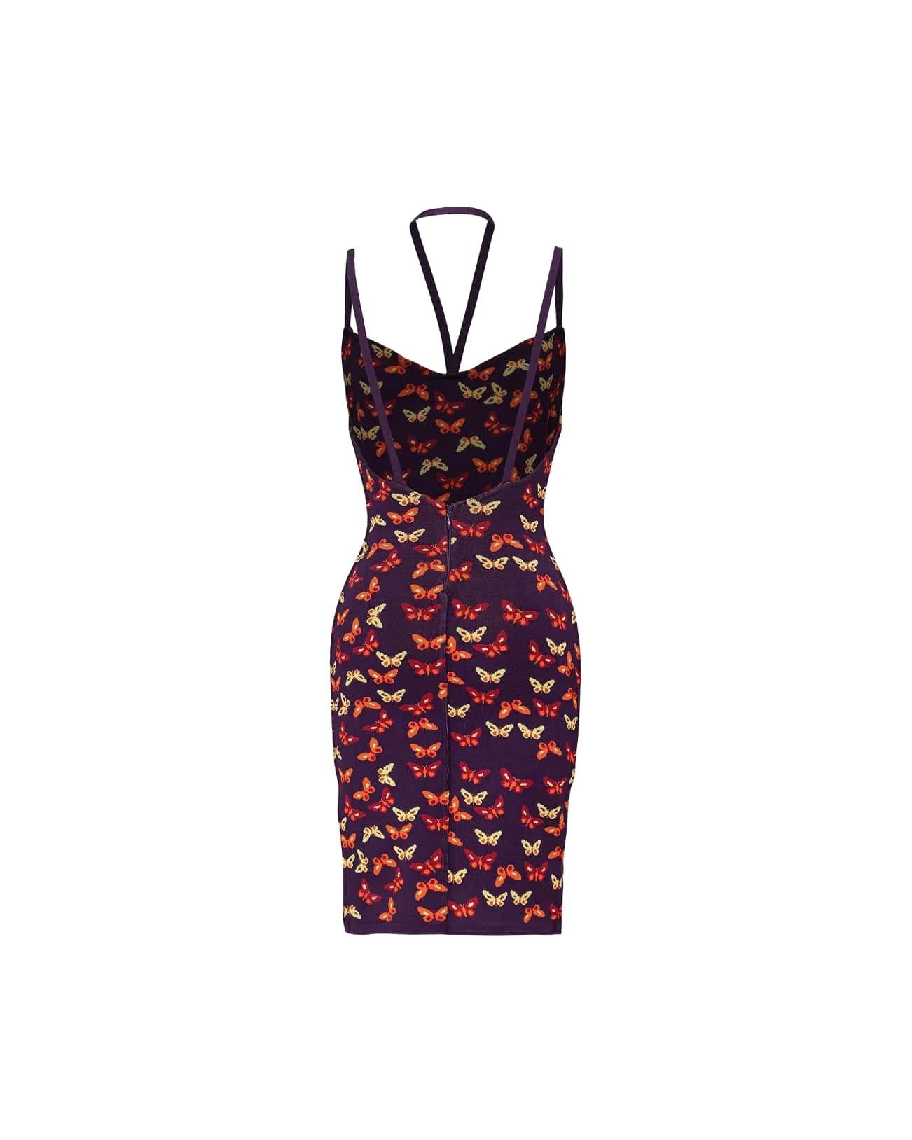 A/W 1991 Azzedine Alaïa Butterfly Print Dress In Excellent Condition In North Hollywood, CA