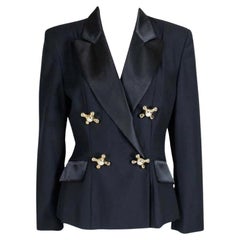 Used A/W 1991 MOSCHINO Black Wool & Satin Lapel Faucet Handle Tuxedo Jacket