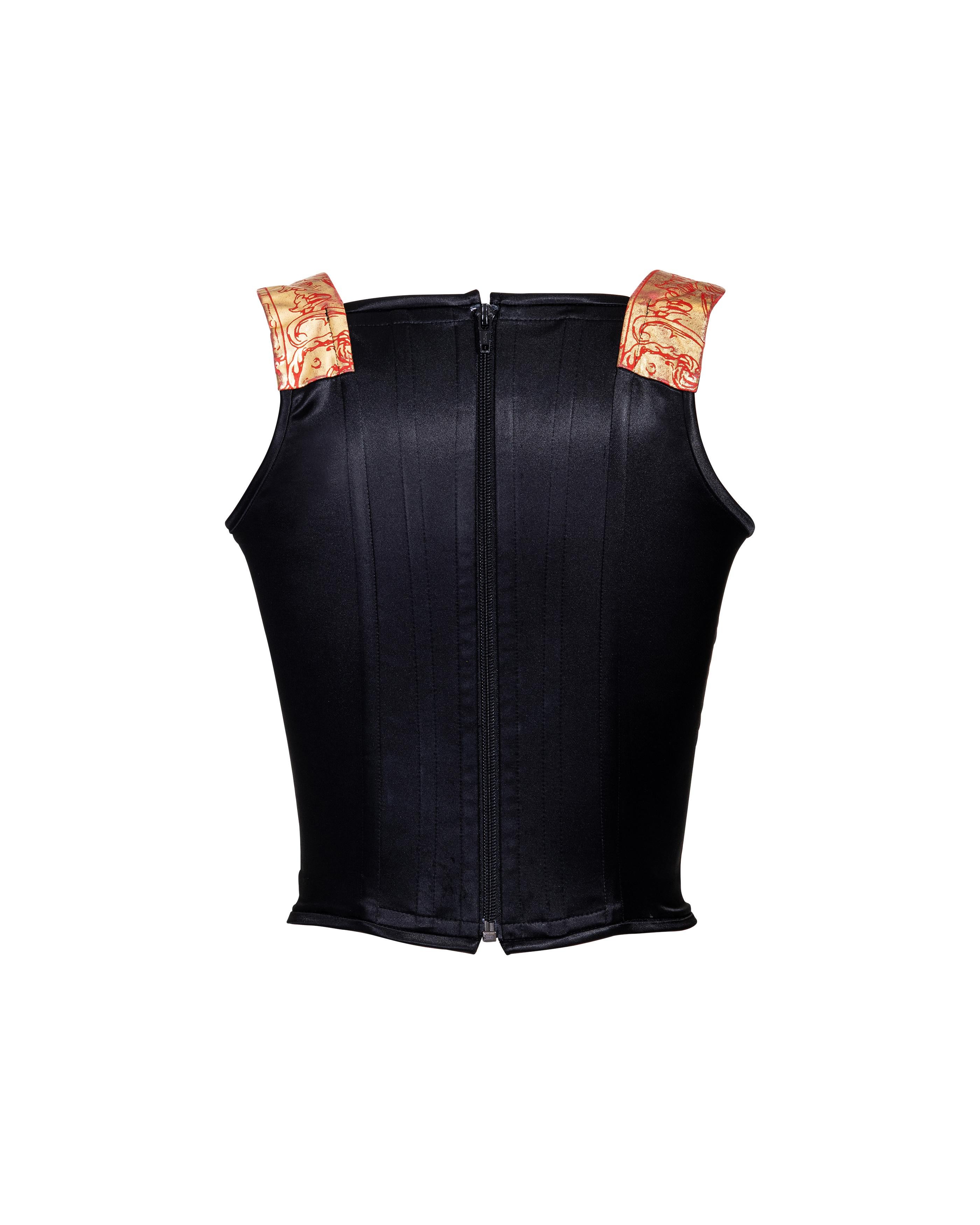 A/W 1991 Vivienne Westwood Black Paneling Corset with Boucher Print In Excellent Condition In North Hollywood, CA