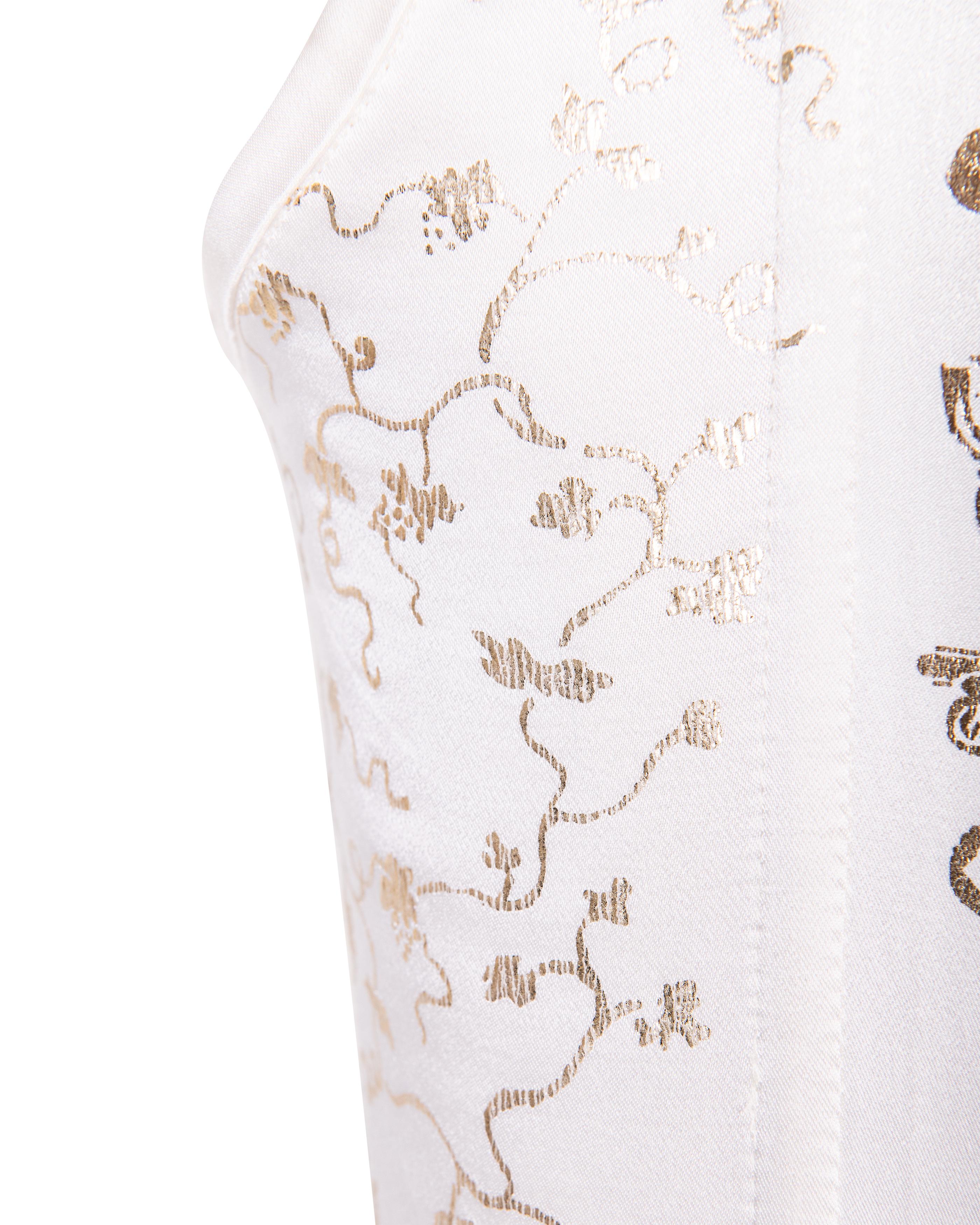 A/W 1991 Vivienne Westwood White and Gold Boulle Print Corset 1