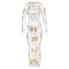 A/W 1991 Vivienne Westwood White and Gold Boulle Print Gown
