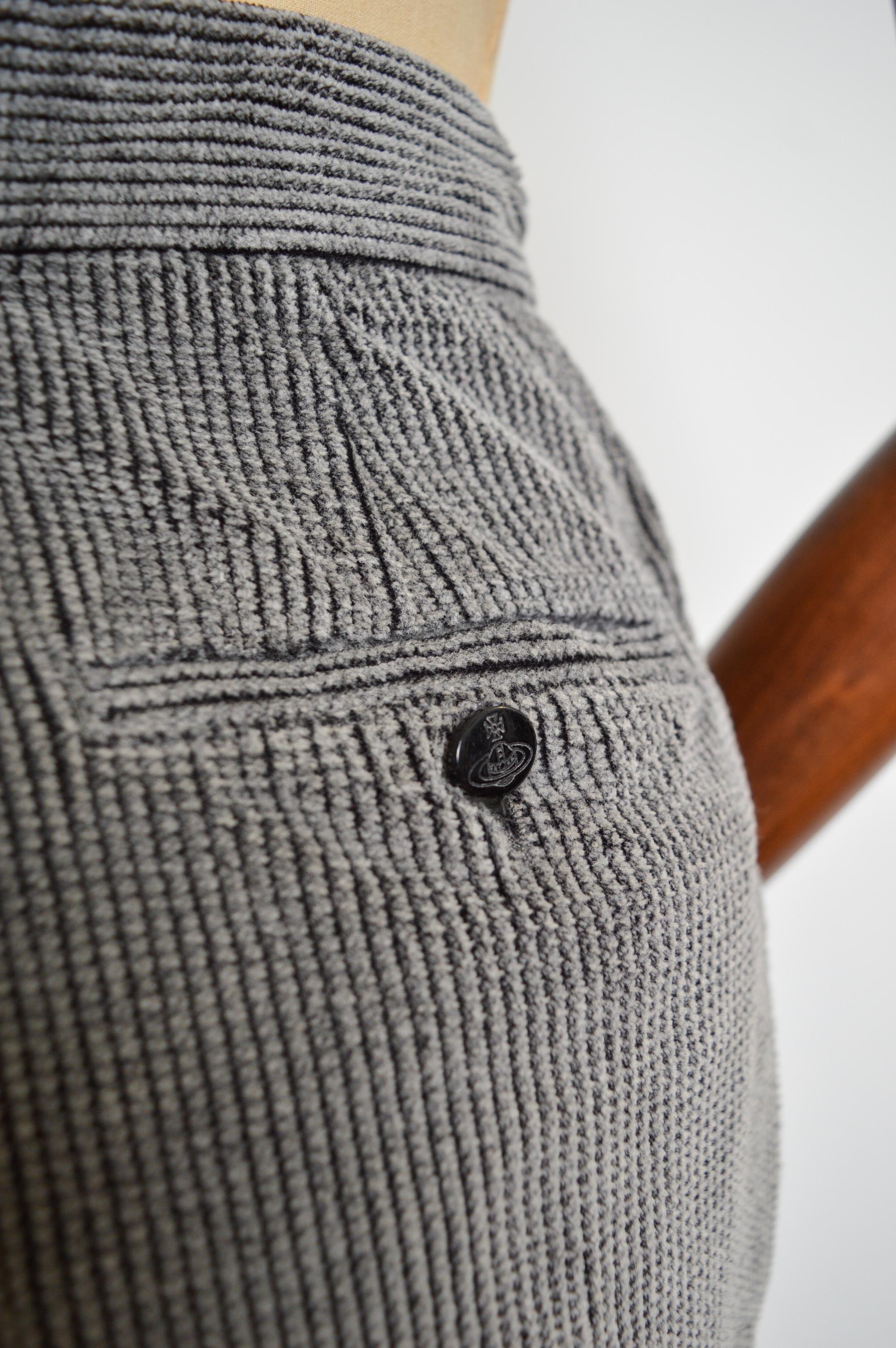 A/W 1992- 1993 VIVIENNE WESTWOOD 'Always on Camera' Grey High Waisted Cord Pants For Sale 6