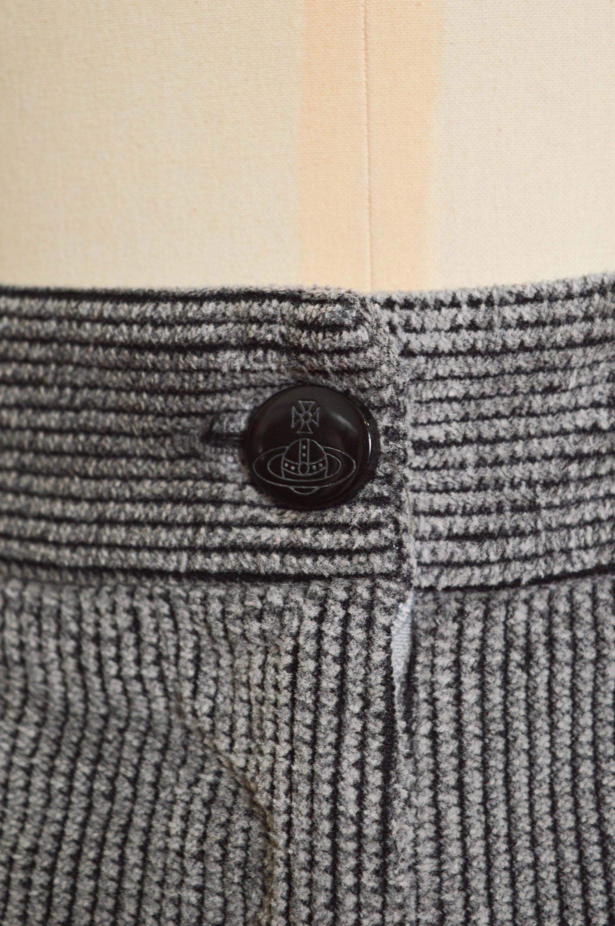 Women's A/W 1992- 1993 VIVIENNE WESTWOOD 'Always on Camera' Grey High Waisted Cord Pants For Sale