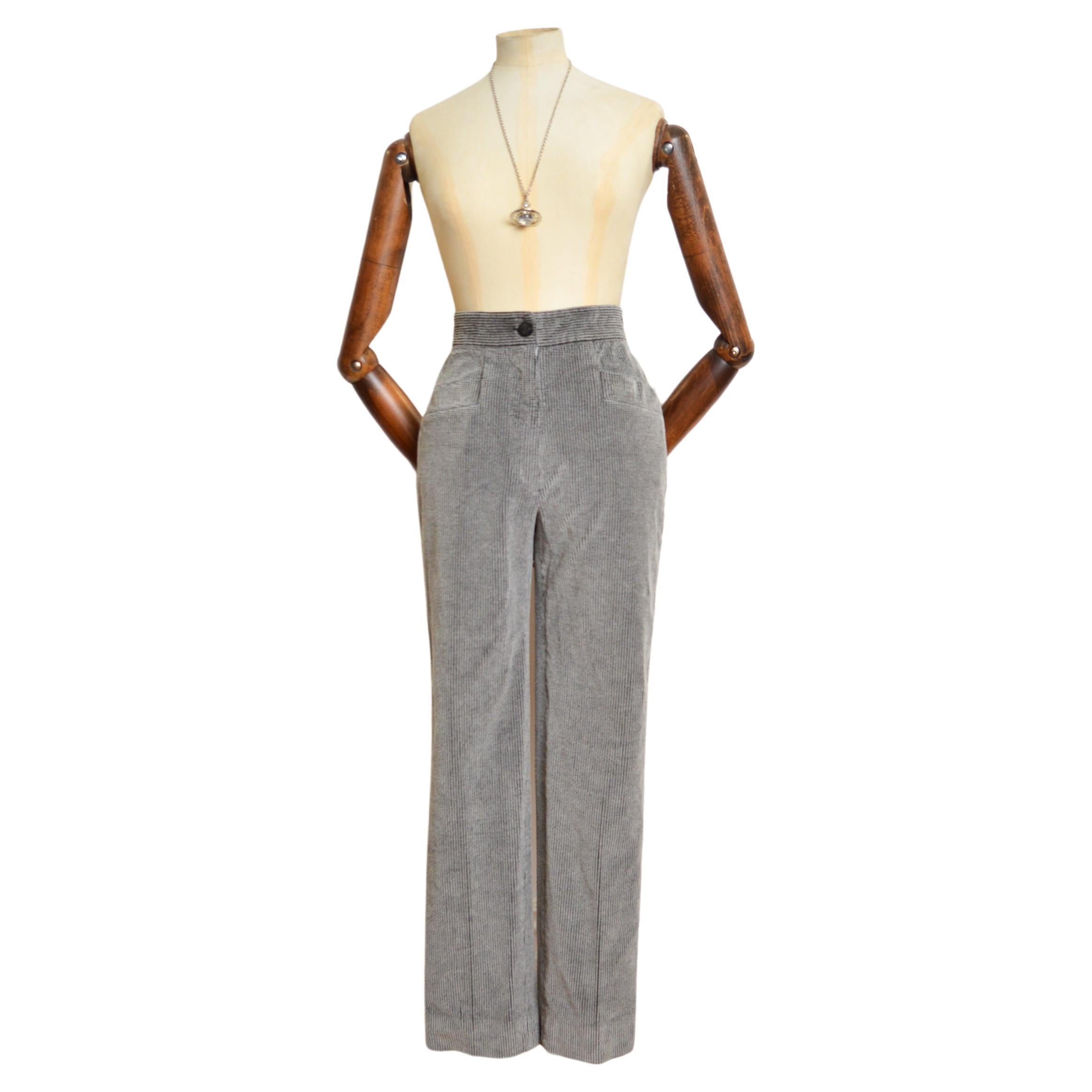 A/W 1992- 1993 VIVIENNE WESTWOOD 'Always on Camera' Grey High Waisted Cord Pants For Sale