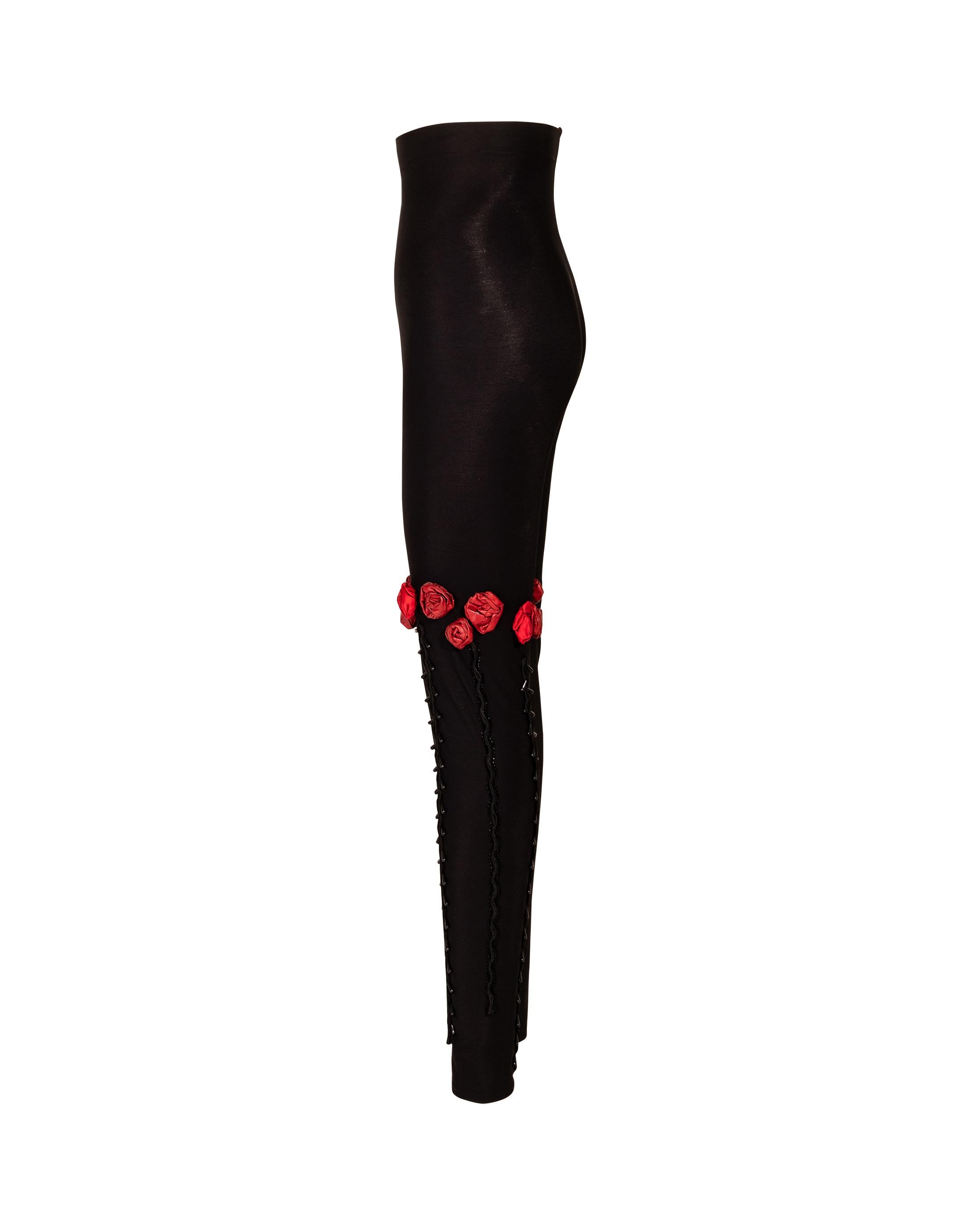 A/W 1992 Chantal Thomass Black Mini Dress Adorned with Roses 3