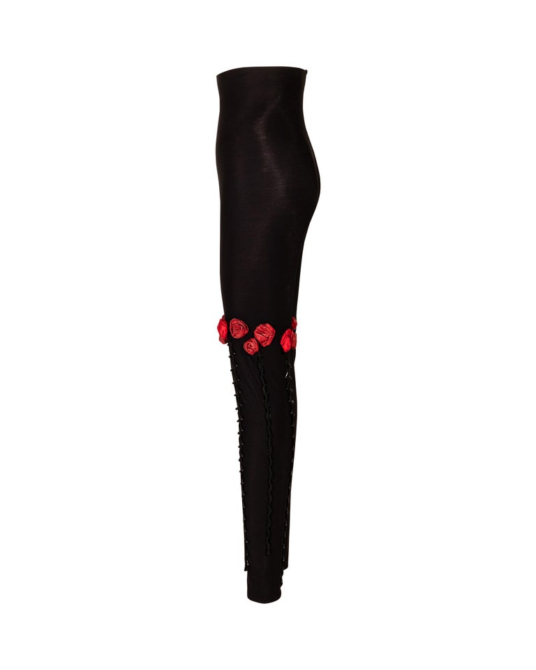 A/W 1992 Chantal Thomass Black Mini Dress Adorned with Roses 5