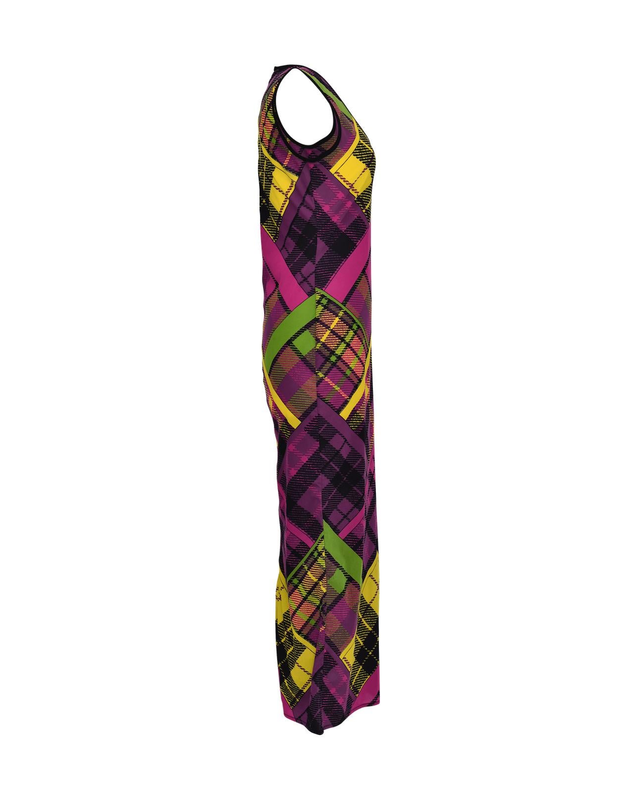 A/W 1992 Gianni Versace Plaid Wiggle Dress In Good Condition For Sale In North Hollywood, CA