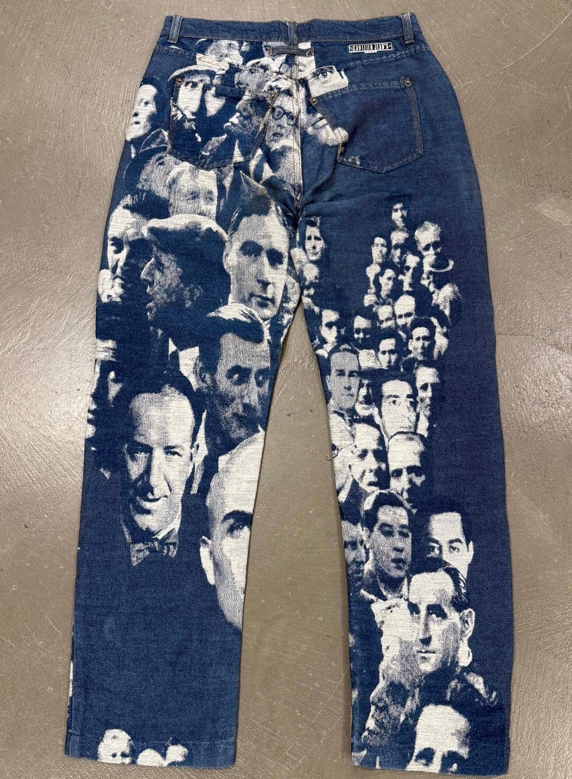 A/W 1992 Jean Paul Gaultier jacquard face denim

Iconic A/W 1992 Jean Paul Gaultier jacquard denim trousers featuring the signature all-over photographic face motif. A highly collectible archival piece that captures Gaultier’s experimental approach
