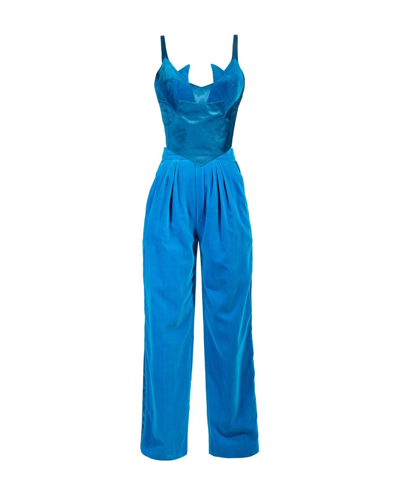 A/W 1992 Thierry Mugler Deep Blue 3-Piece Pant Set In Good Condition In North Hollywood, CA