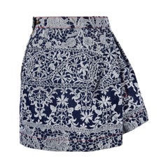 A/W 1992 Vivienne Westwood 'Always on Camera' Blue Lace Print Denim Mini Skirt