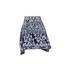 A/W 1992 Vivienne Westwood 'Always on Camera' Blue Lace Print Denim Mini Skirt