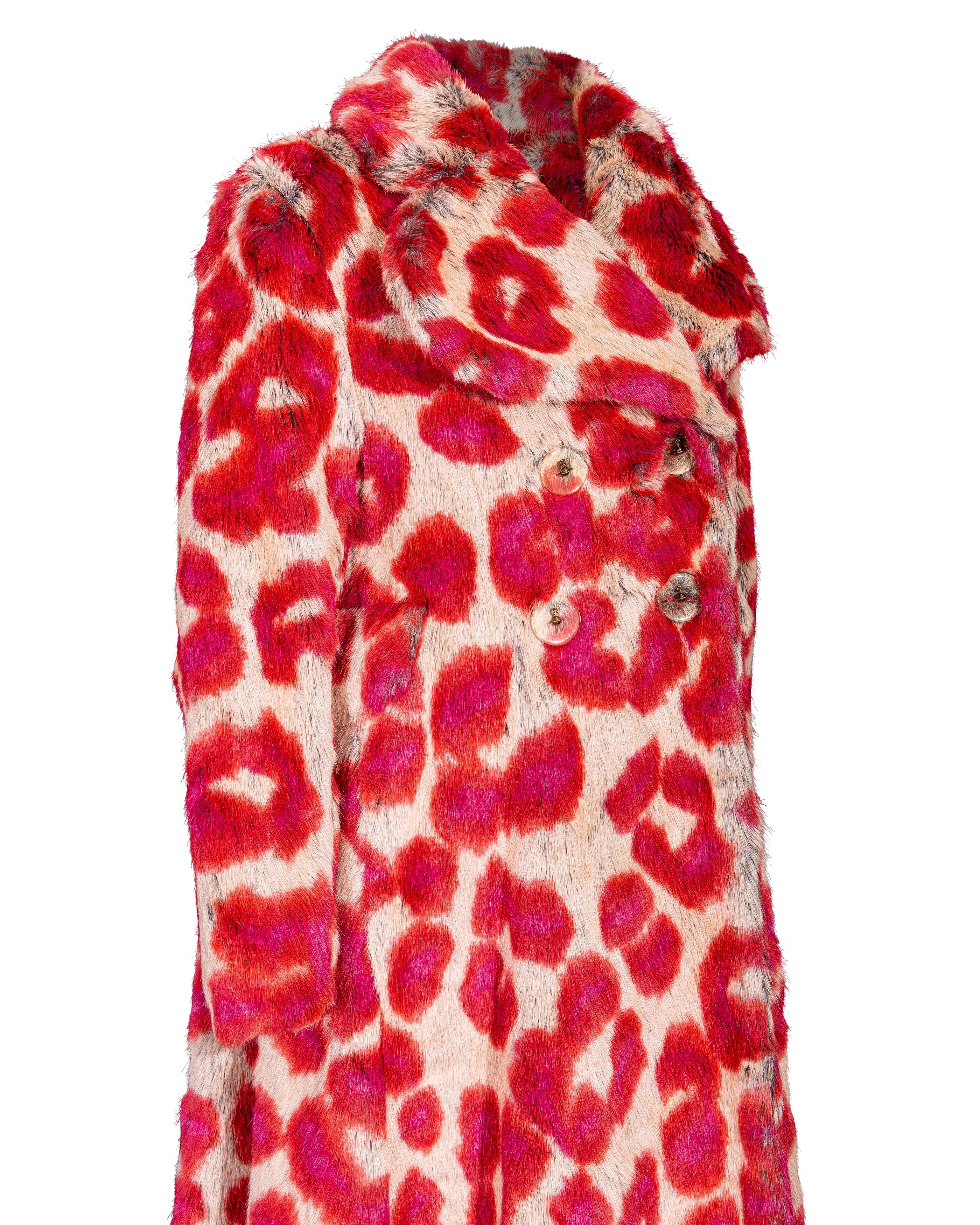 A/W 1992 - Vivienne Westwood - Ensemble manteau et gants en fausse fourrure imprimé léopard en vente 6