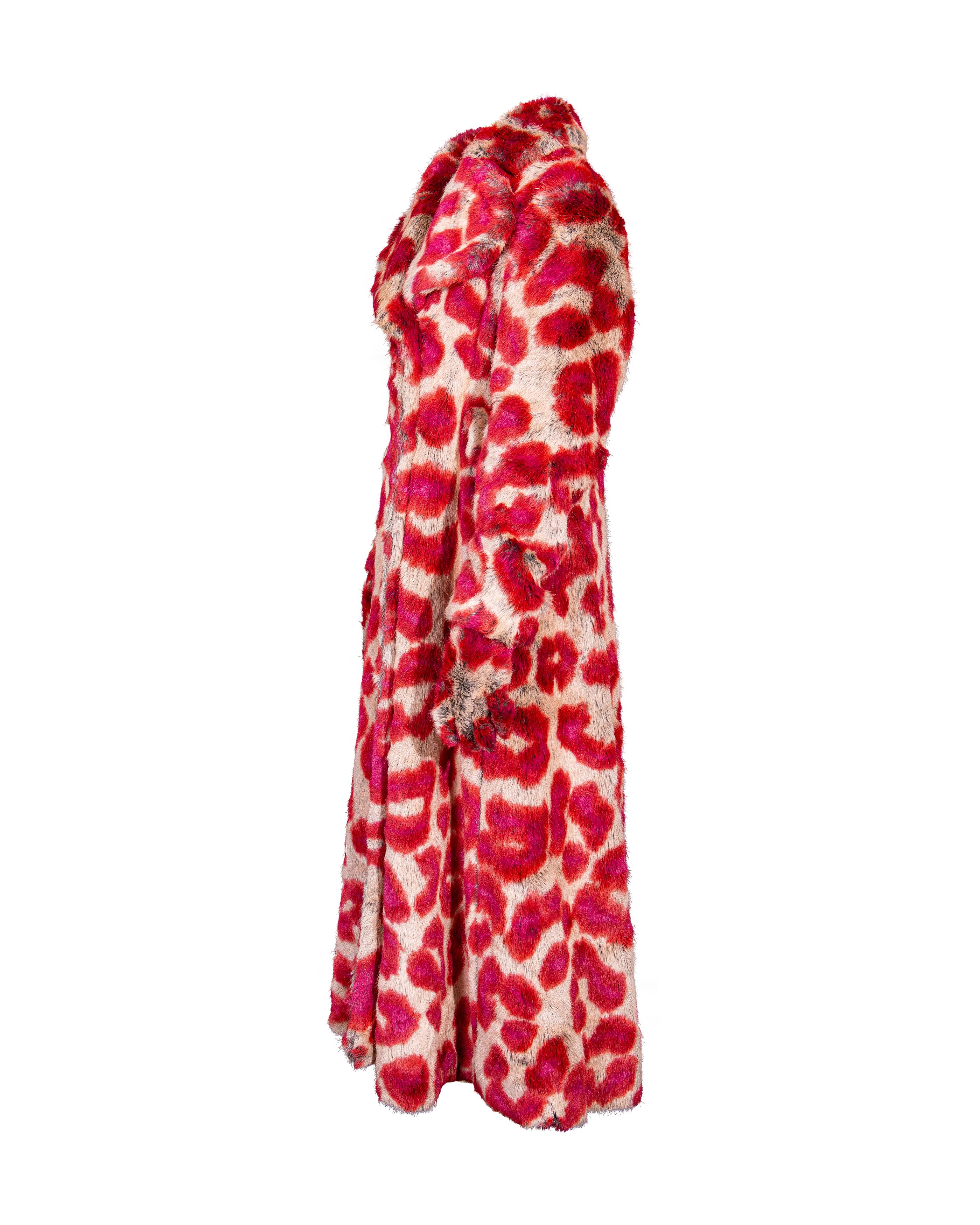 A/W 1992 - Vivienne Westwood - Ensemble manteau et gants en fausse fourrure imprimé léopard en vente 8