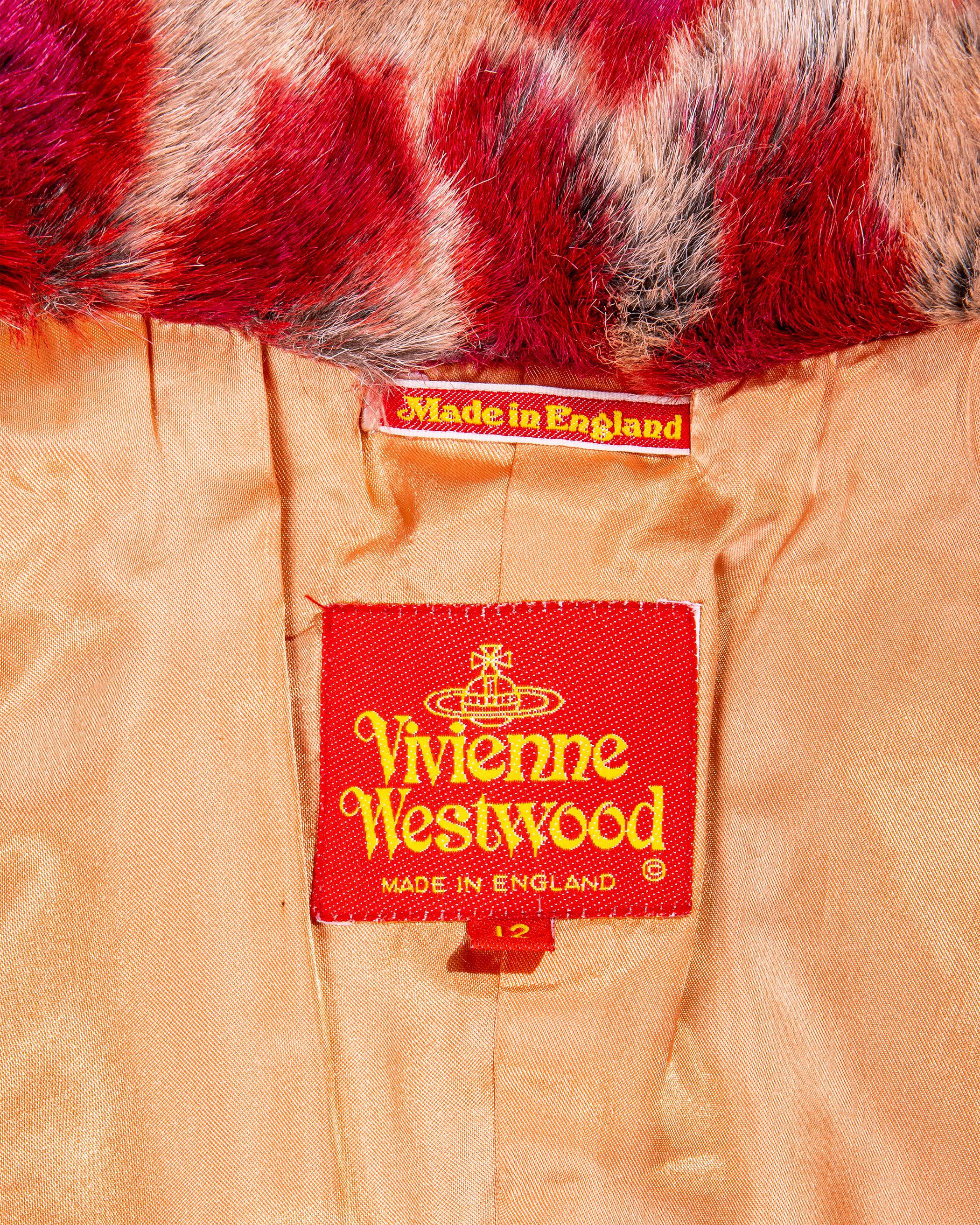 A/W 1992 - Vivienne Westwood - Ensemble manteau et gants en fausse fourrure imprimé léopard en vente 15