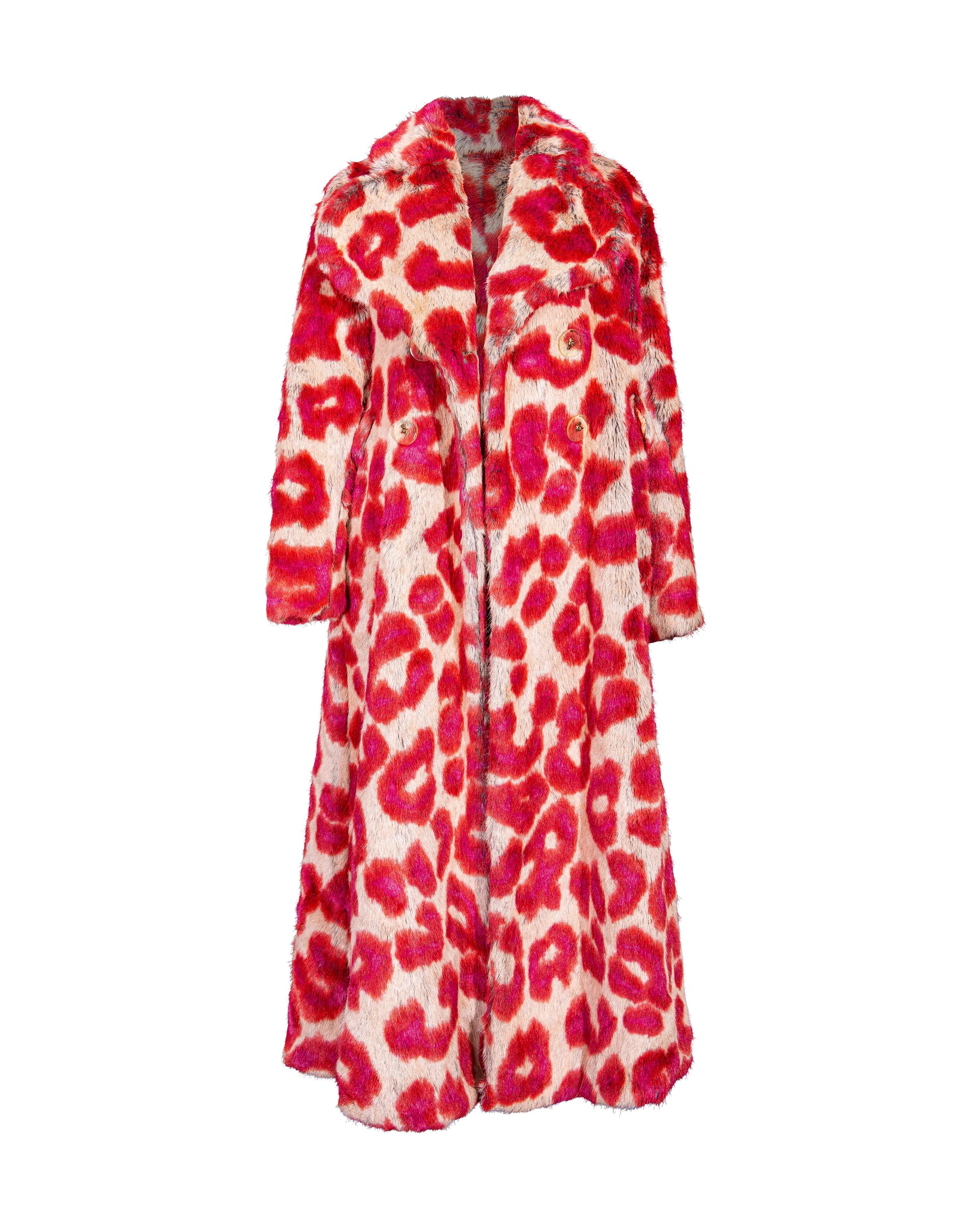 A/W 1992 - Vivienne Westwood - Ensemble manteau et gants en fausse fourrure imprimé léopard Bon état - En vente à North Hollywood, CA