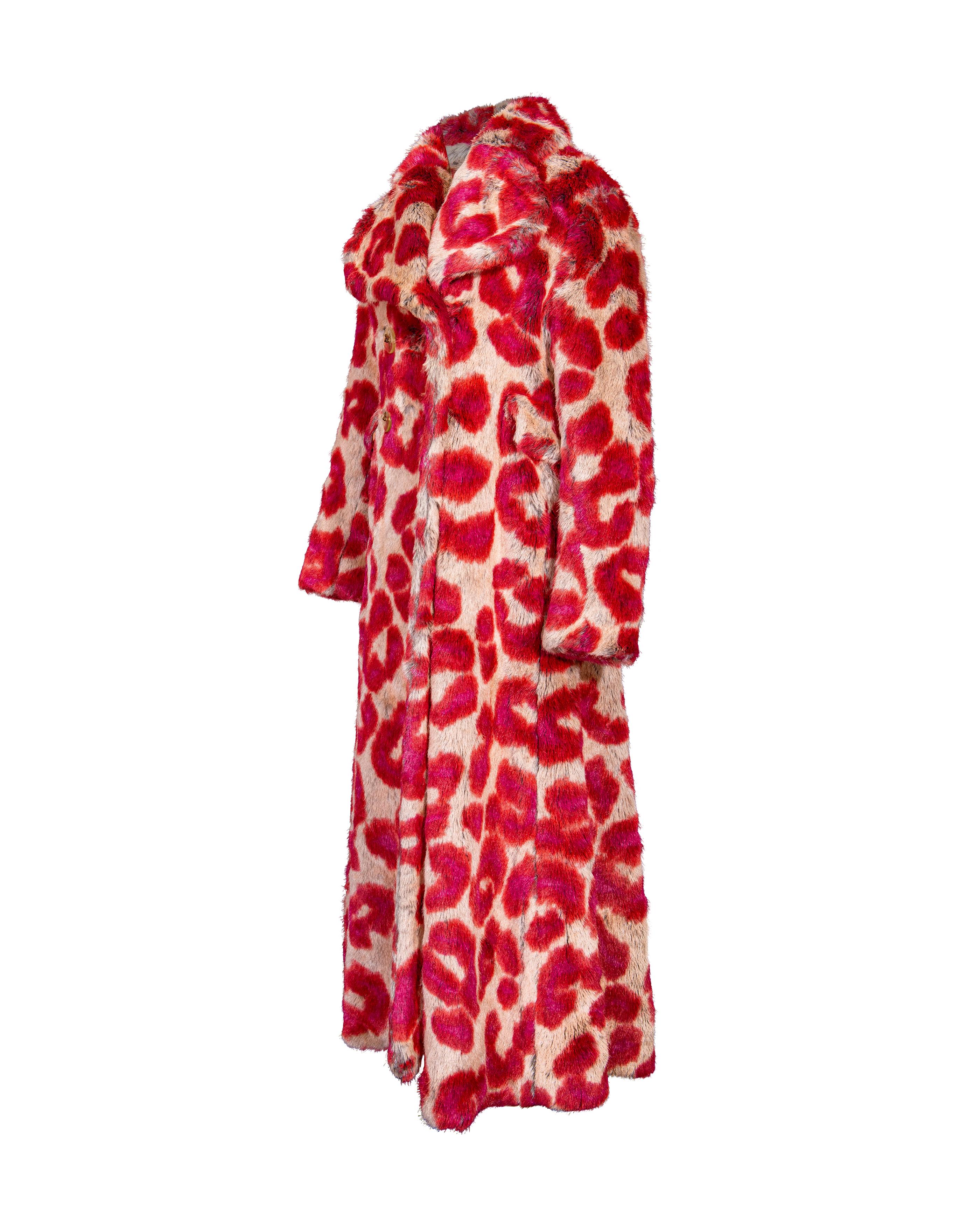 A/W 1992 - Vivienne Westwood - Ensemble manteau et gants en fausse fourrure imprimé léopard Pour femmes en vente