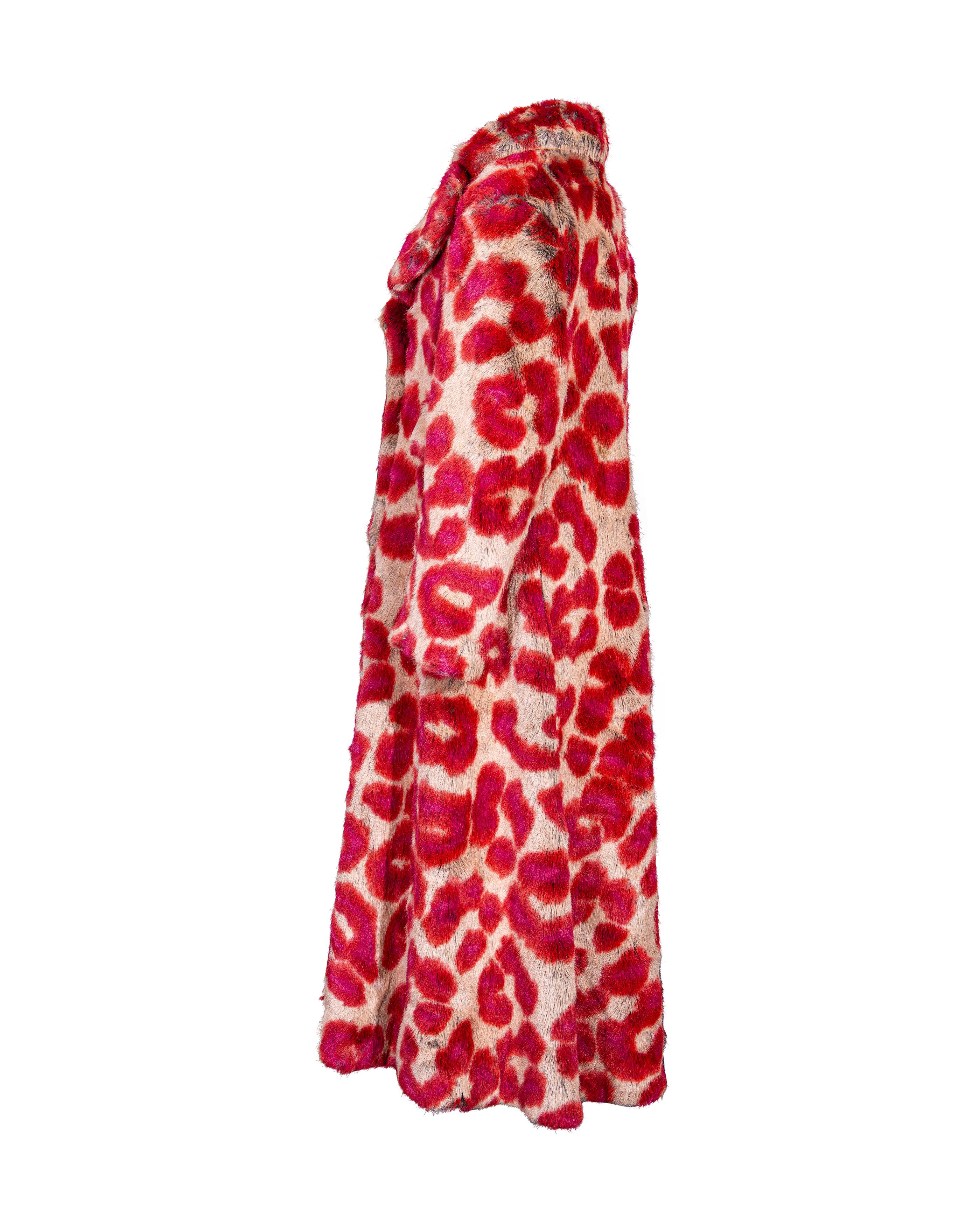A/W 1992 - Vivienne Westwood - Ensemble manteau et gants en fausse fourrure imprimé léopard en vente 1