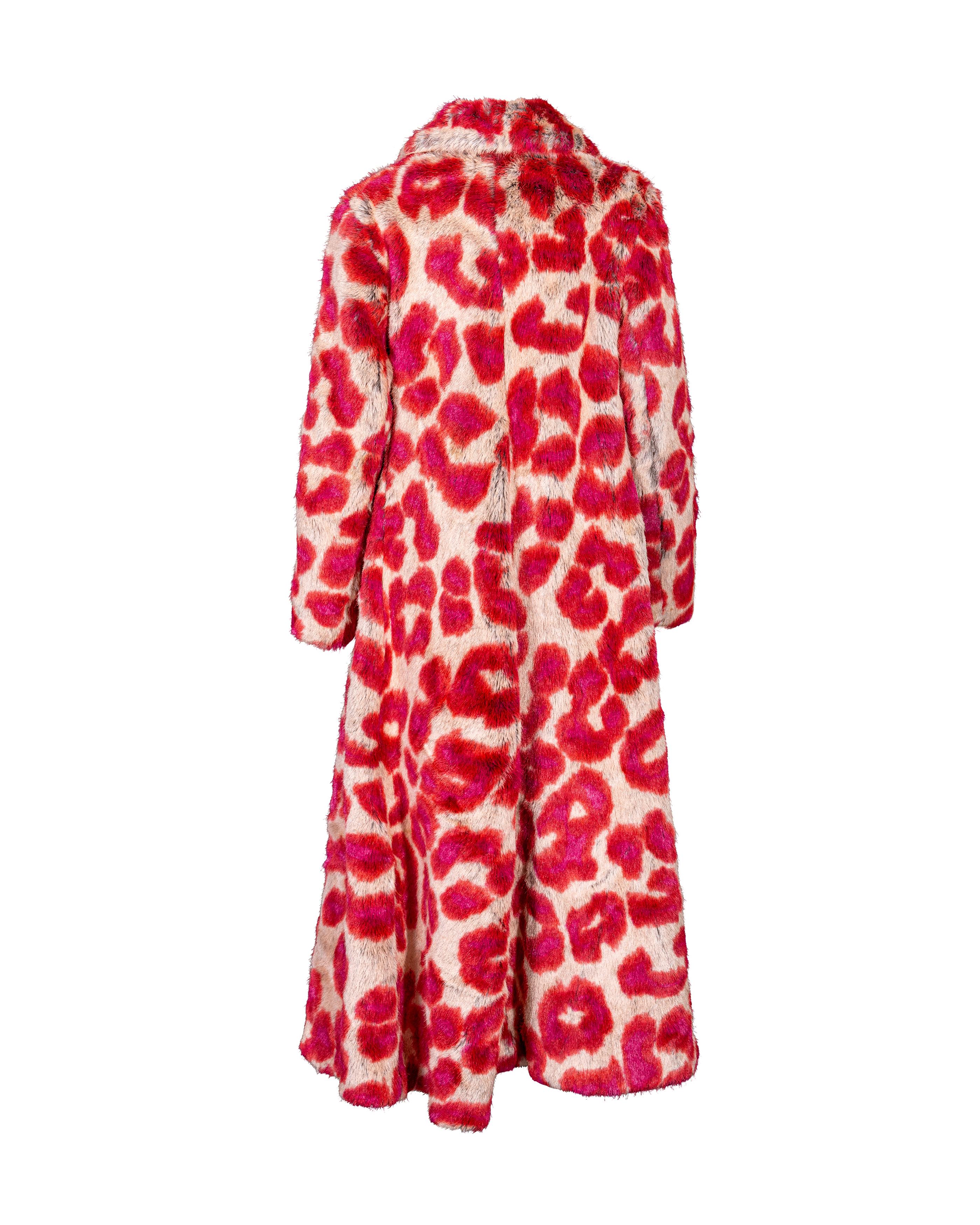 A/W 1992 - Vivienne Westwood - Ensemble manteau et gants en fausse fourrure imprimé léopard en vente 2